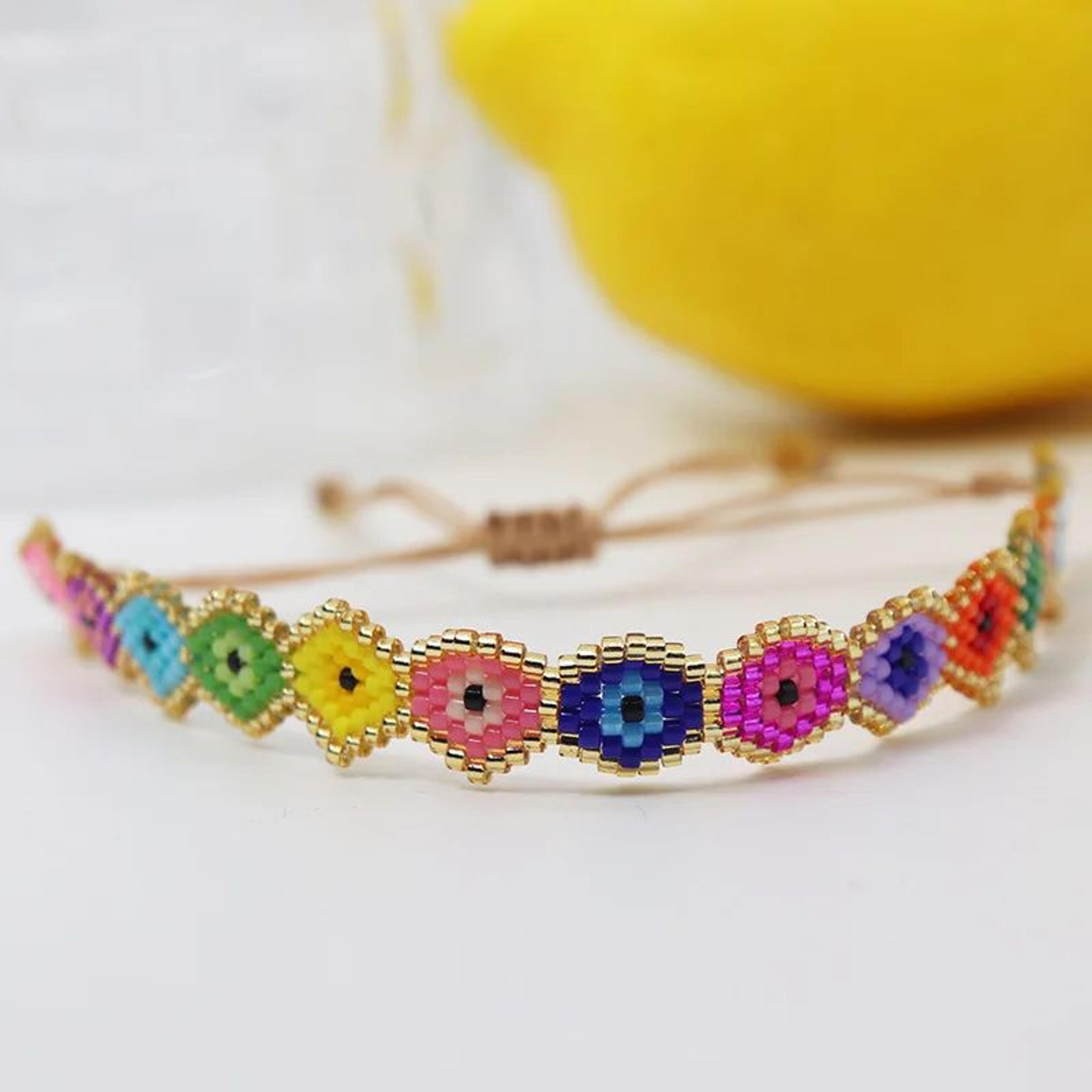 Handwoven Geometric Beaded Bracelet  Adjustable Boho Rice Bead Bracelet For Women  Men 12