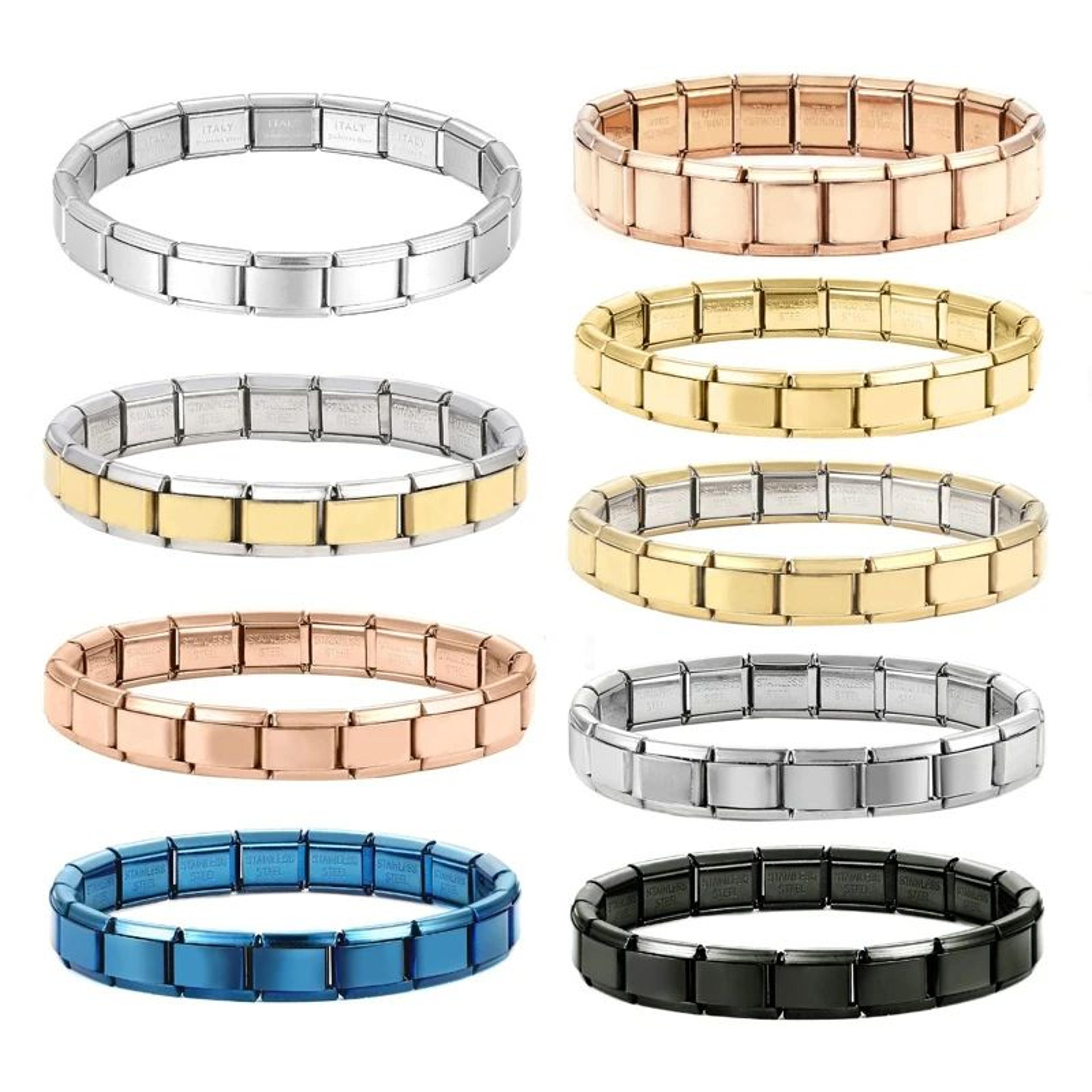 Stainless Steel Italian Link Charm Bracelet  9 Mm Elastic Star  Cross DIY Bracelet For Women  Men 1