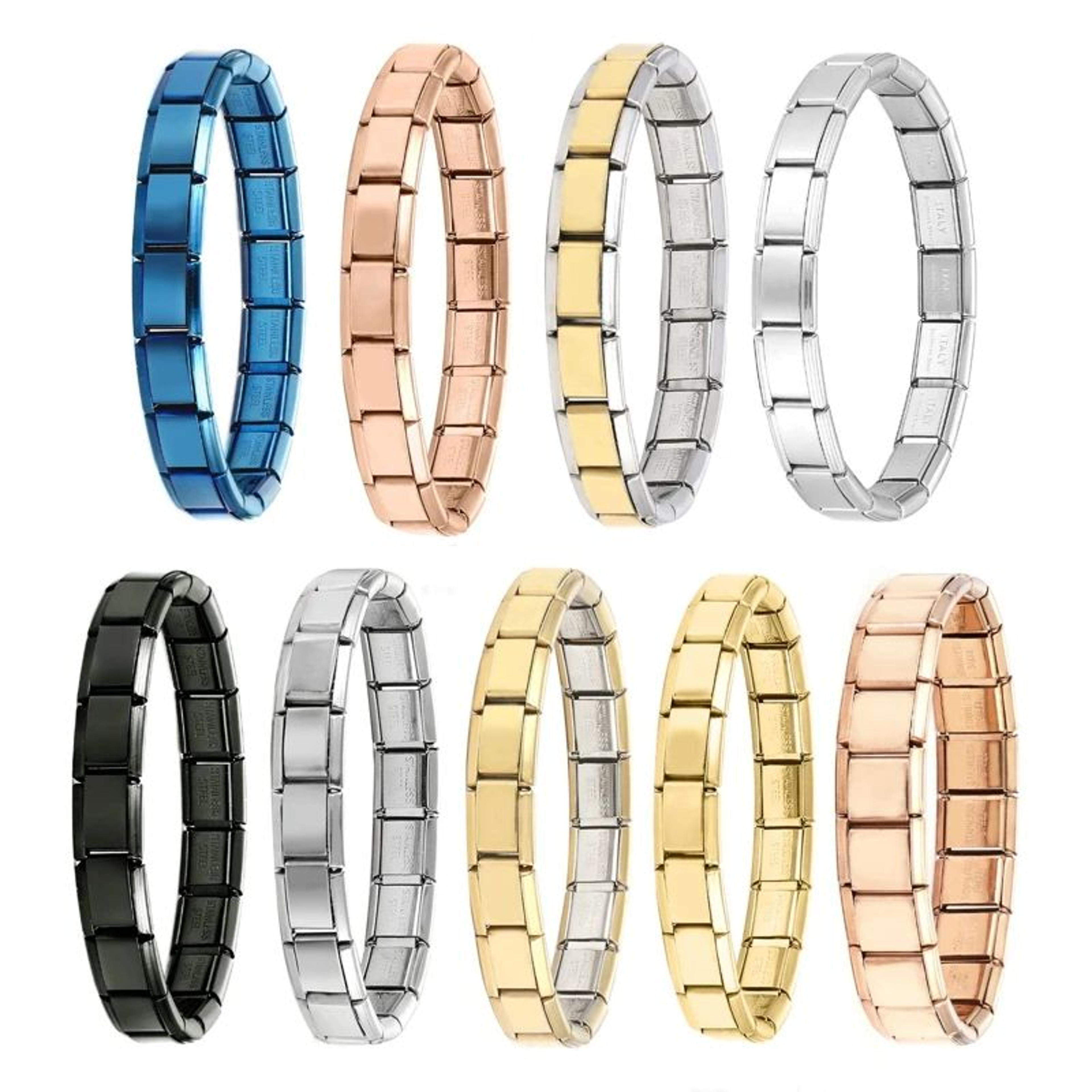 Stainless Steel Italian Link Charm Bracelet  9 Mm Elastic Star  Cross DIY Bracelet For Women  Men 2