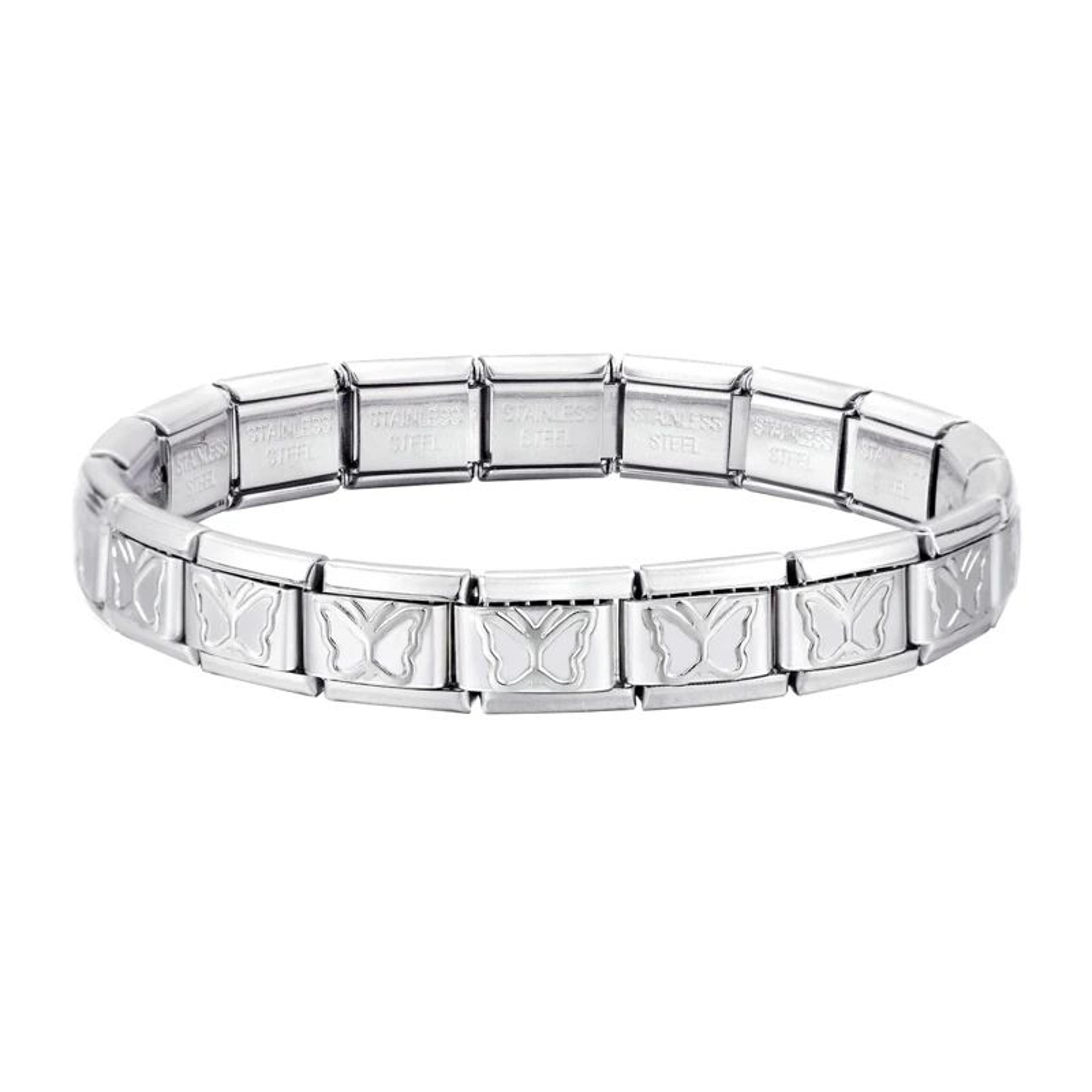 Stainless Steel Italian Link Charm Bracelet  9 Mm Elastic Star  Cross DIY Bracelet For Women  Men 15