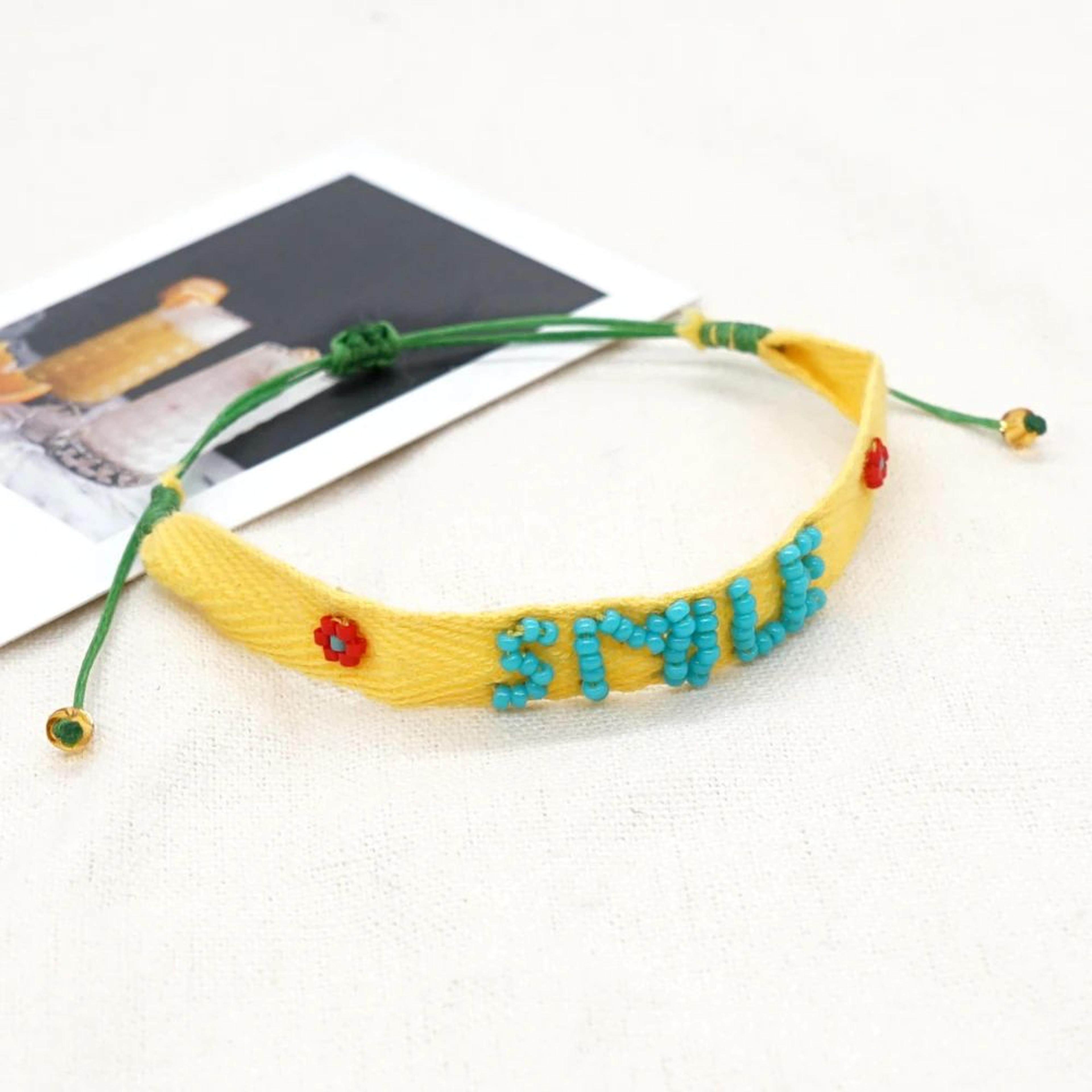 Go2BoHo Ribbon Fabric Bracelet  Handmade Miyuki Bead Boho Love Letter Bracelet For Women 4
