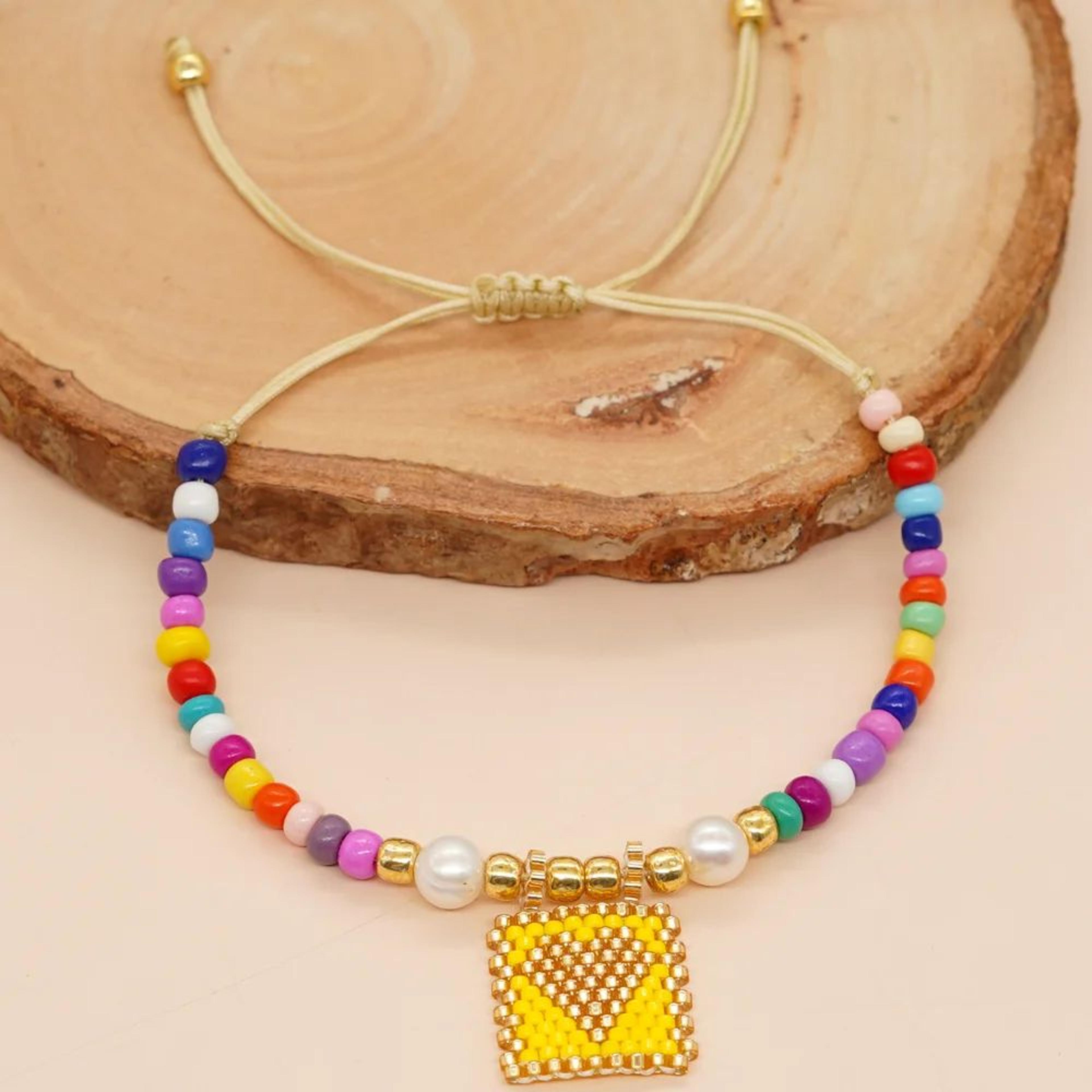 Miyuki Rainbow Beaded Love Heart Charm Bracelet  Handmade Friendship Bracelet For Women  Teen Girls 1