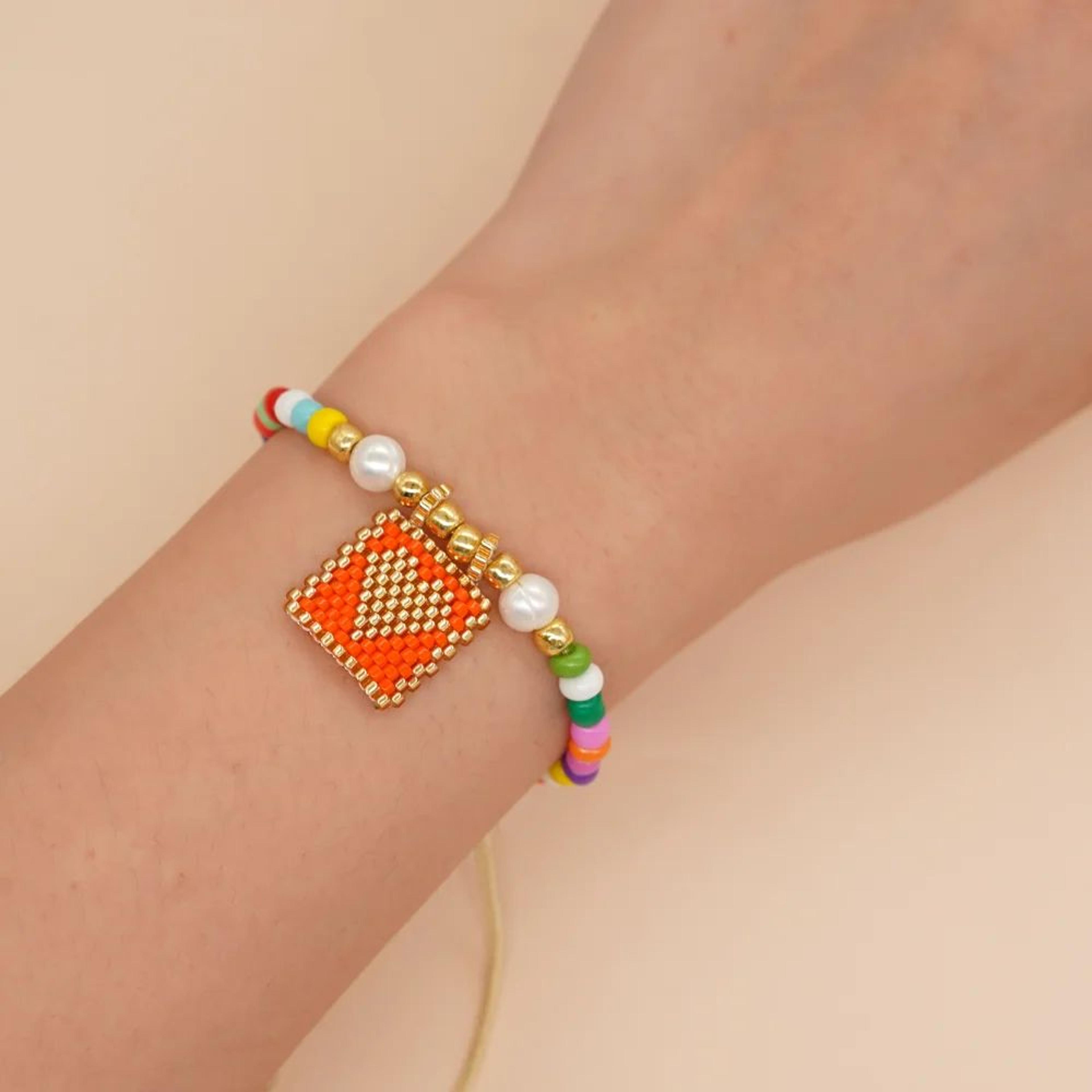 Miyuki Rainbow Beaded Love Heart Charm Bracelet  Handmade Friendship Bracelet For Women  Teen Girls 3