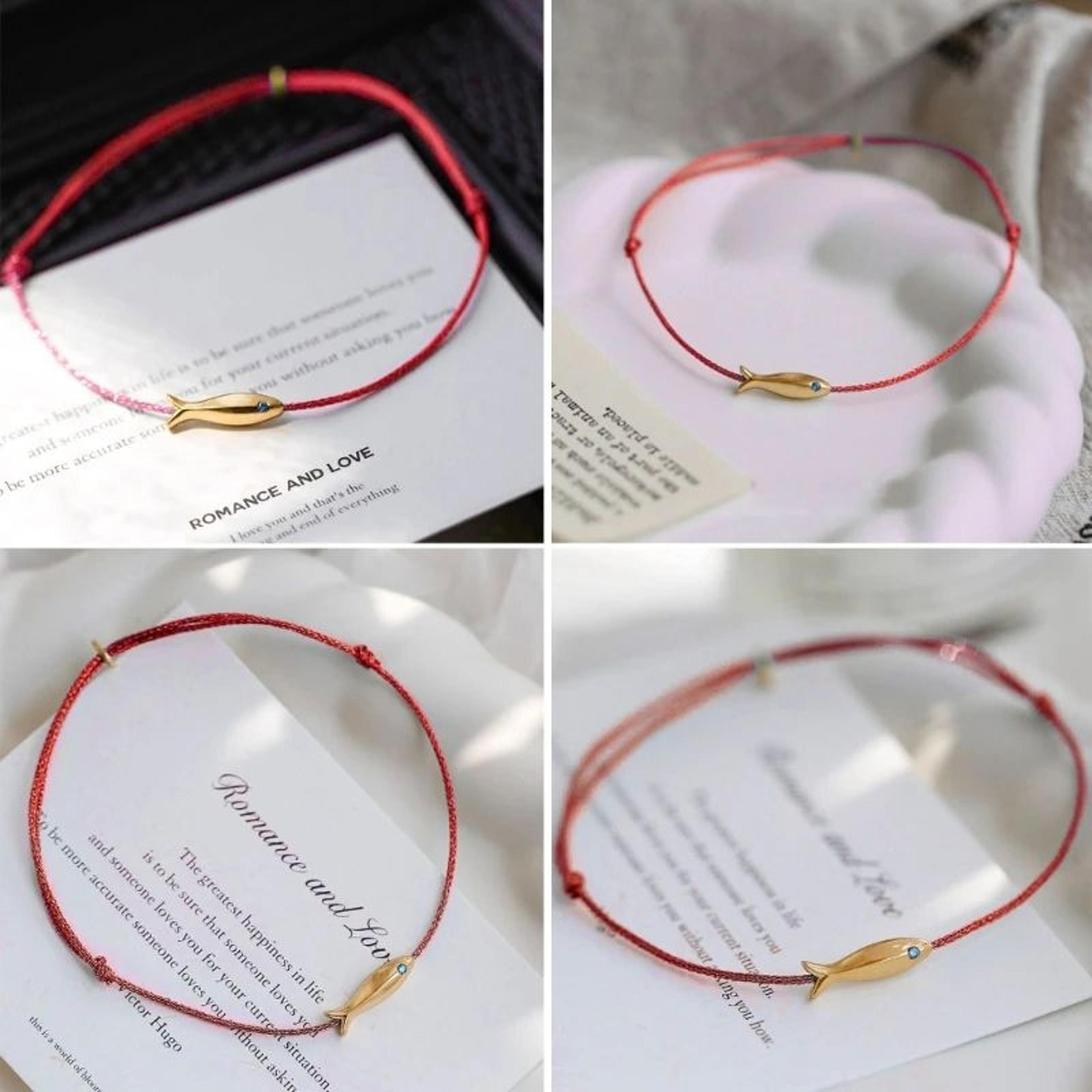 Handmade Red String Fish Bracelet  Adjustable Lucky Cord Bracelet Minimalist Ethnic Jewelry For Wom 5