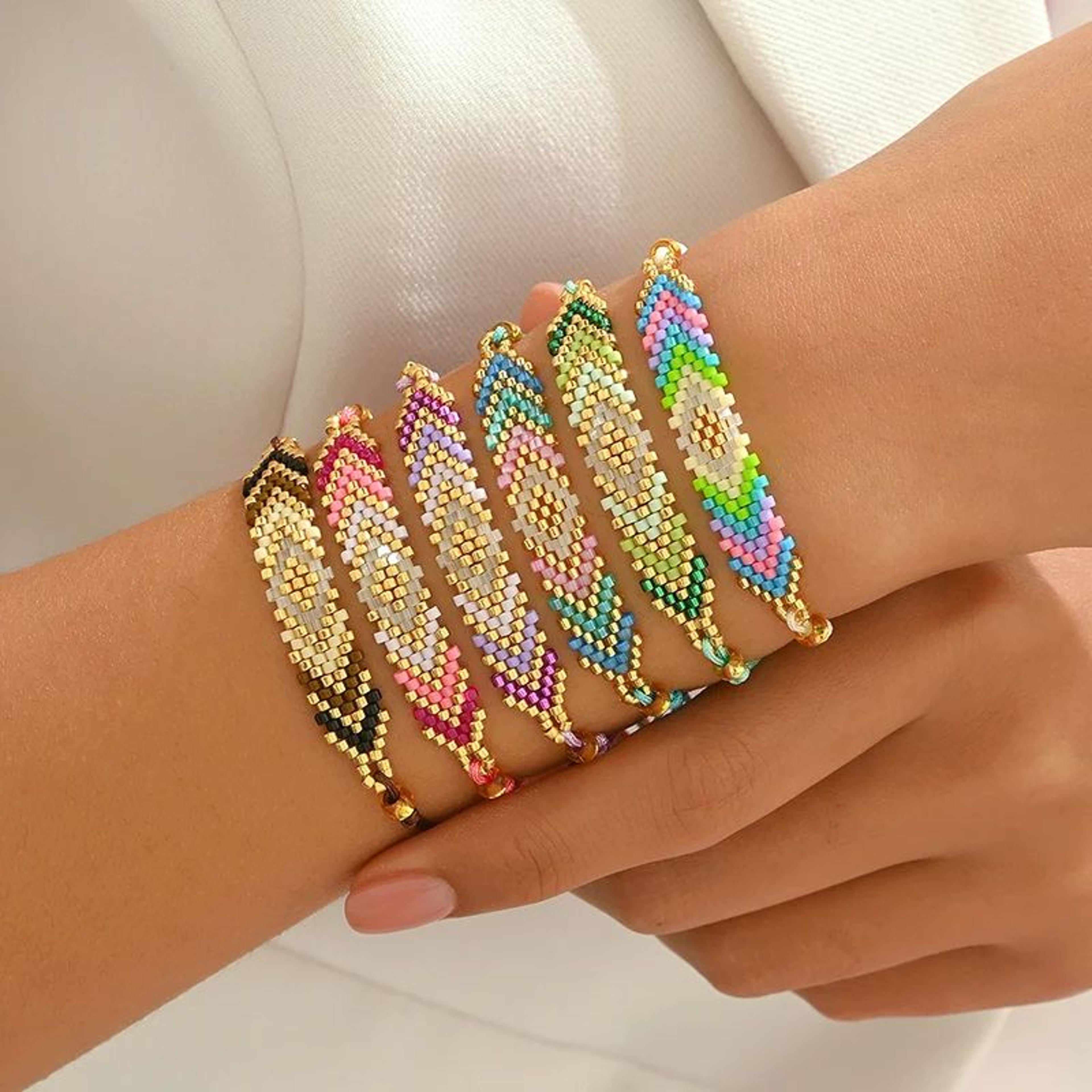 boho ethnic woven miyuki bead bracelet – handmade multicolor rope friendship bracelet for women