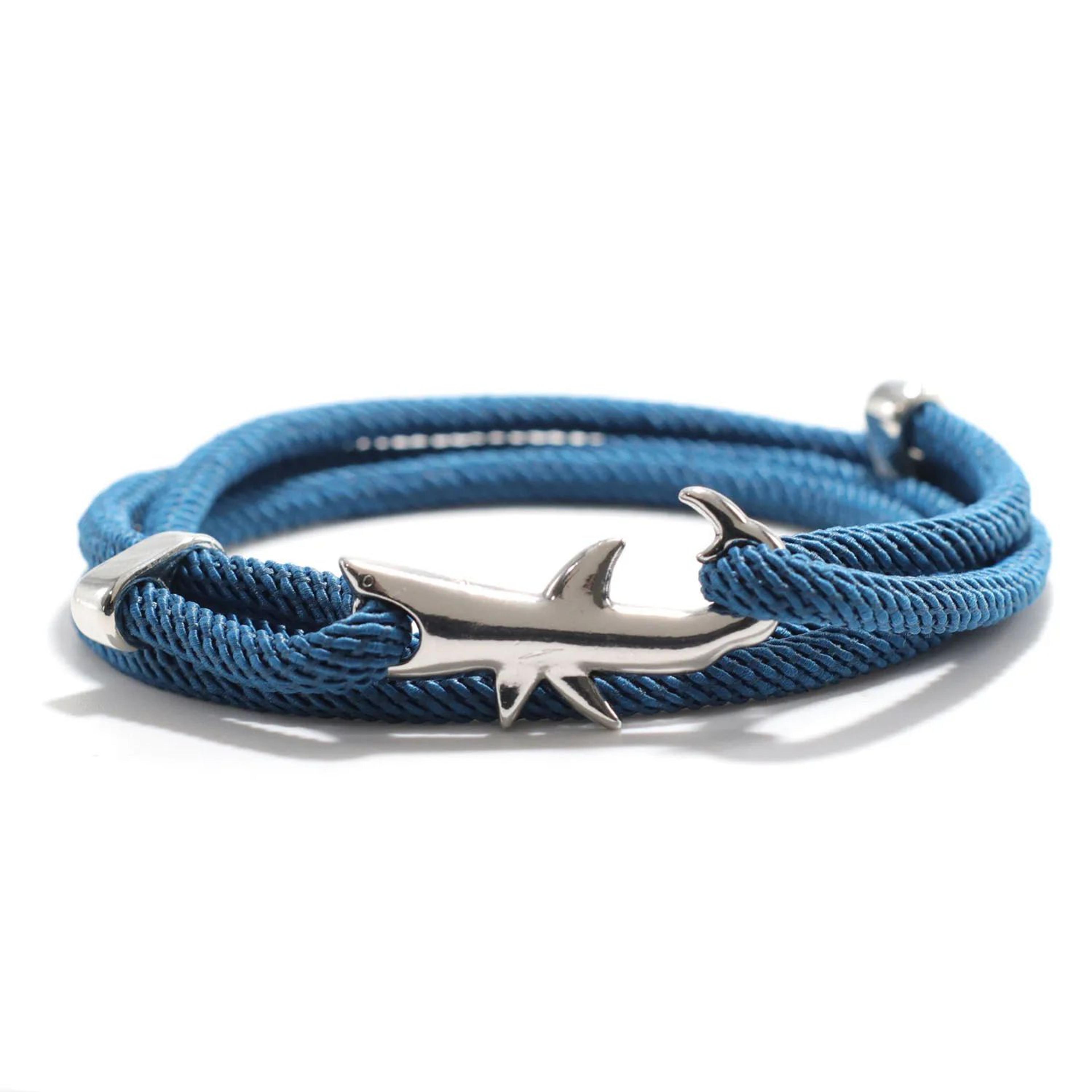 Hand Braided Shark Viking Bracelet  Adjustable Red Rope Charm Wristband For Men 2