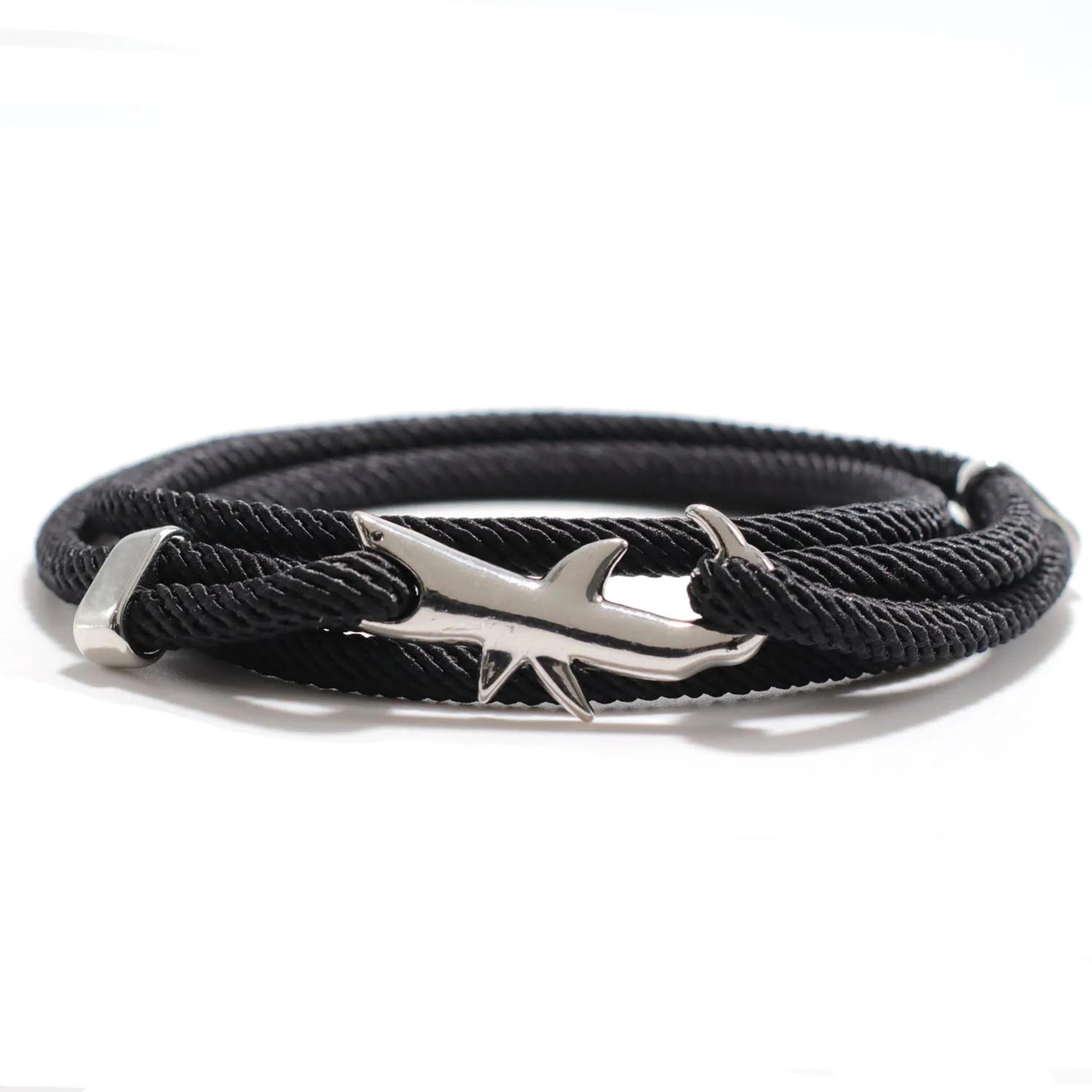 Hand Braided Shark Viking Bracelet  Adjustable Red Rope Charm Wristband For Men 12