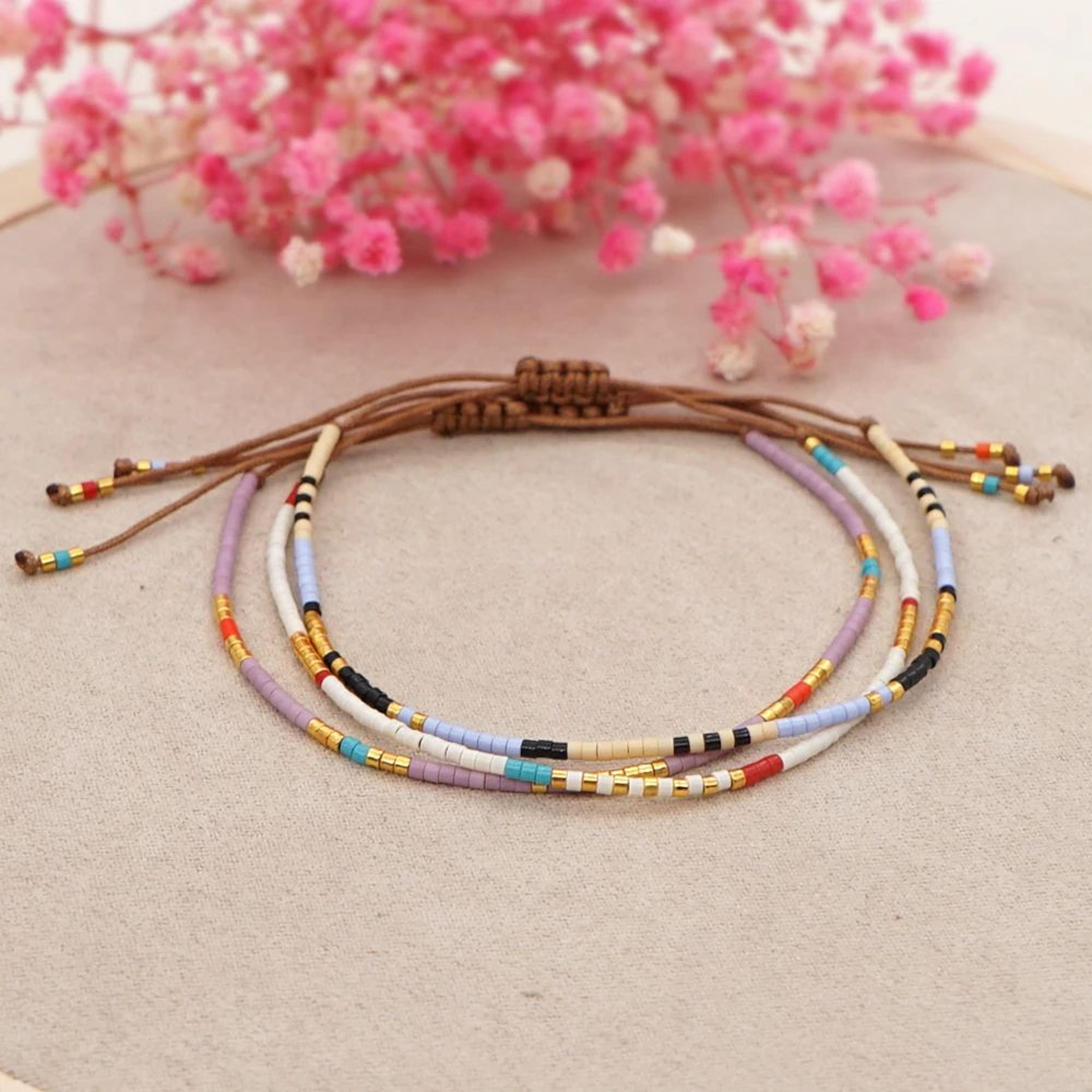 go2boho miyuki beaded friendship bracelet – adjustable delica bead rope bracelet for women