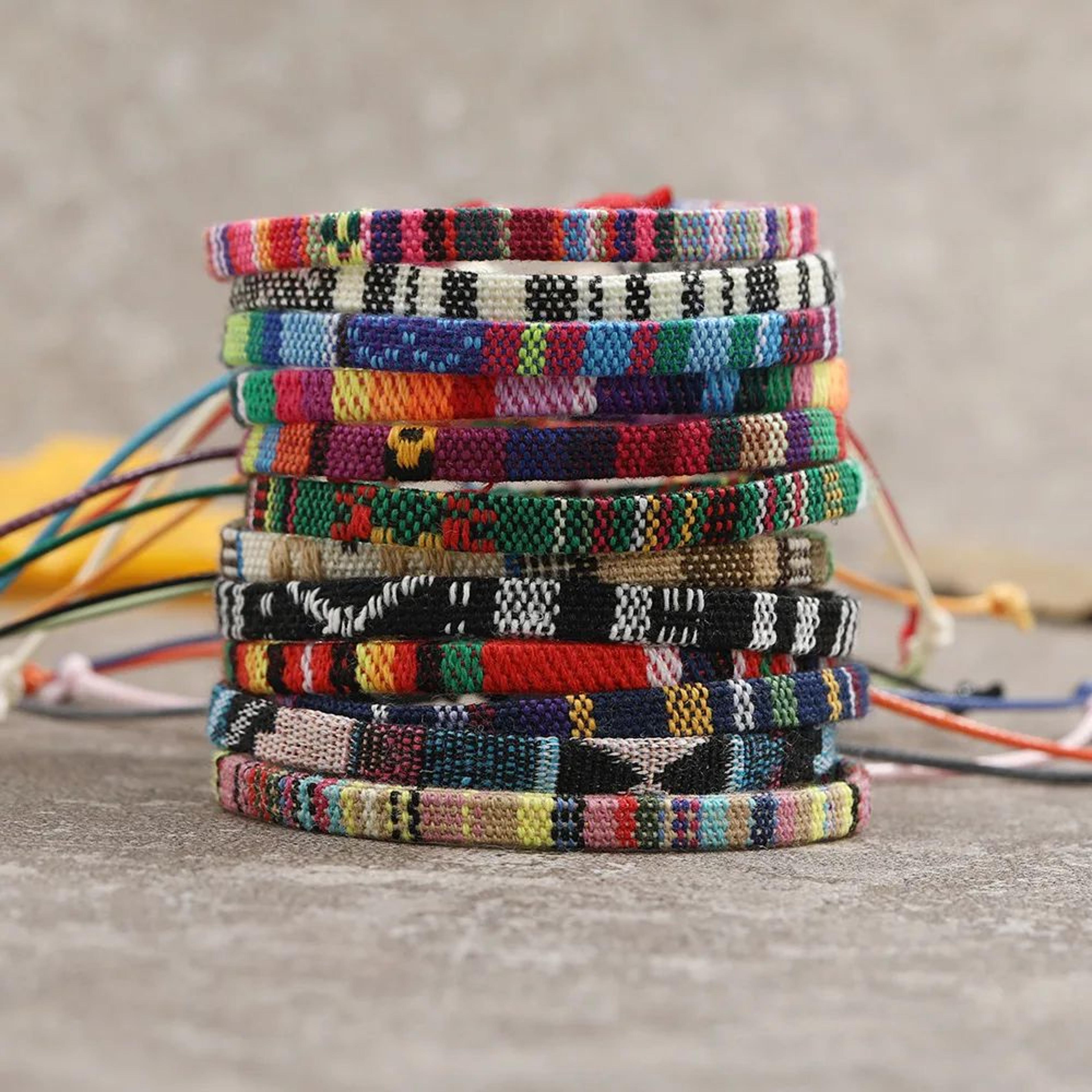 12pcs nepal ethnic colorful braided bracelet set – bohemian woven rope friendship bracelets for women & men