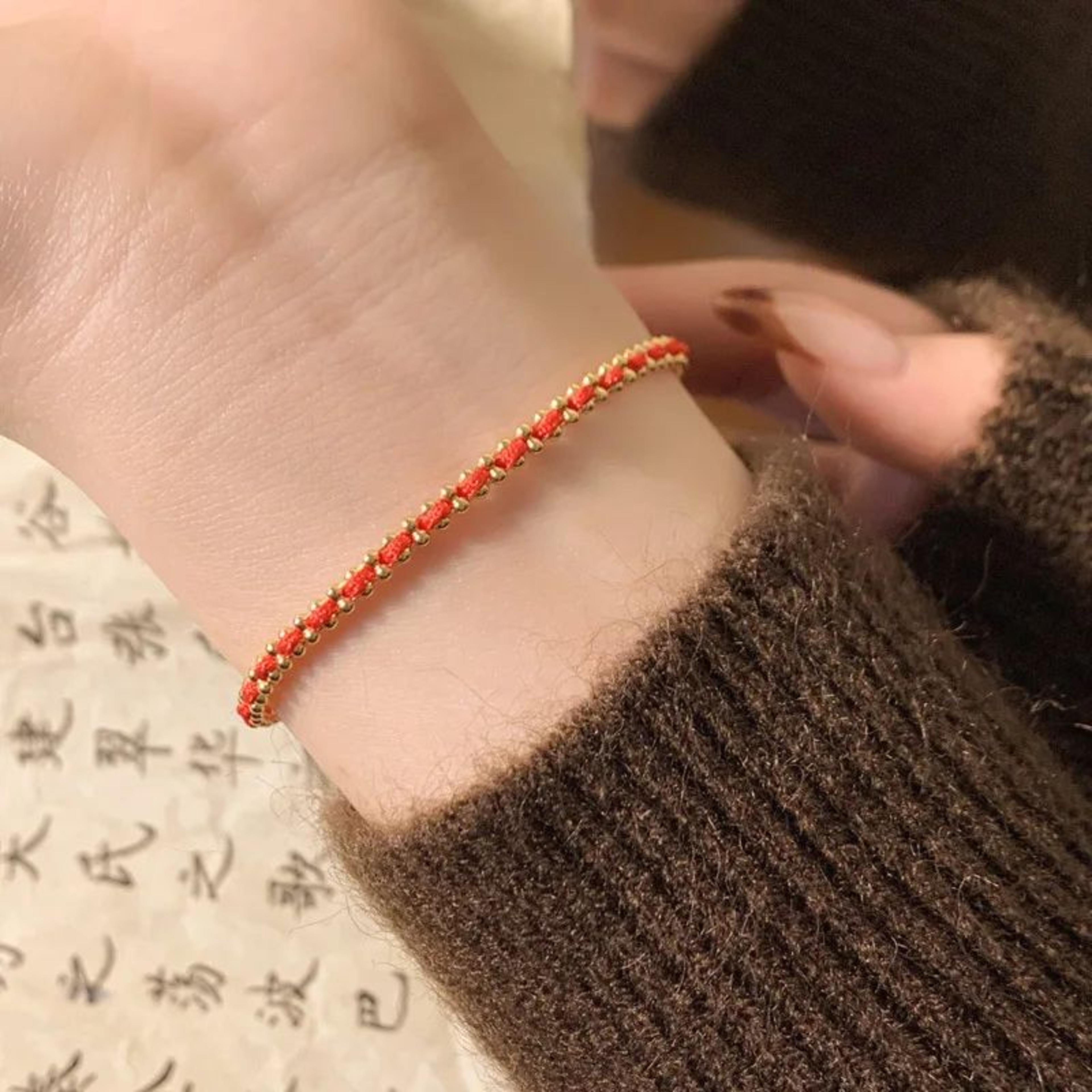 Handmade Lucky Red Rope Bracelet  14K Gold Plated Charm Braided Adjustable Bracelet For Women  Men 1