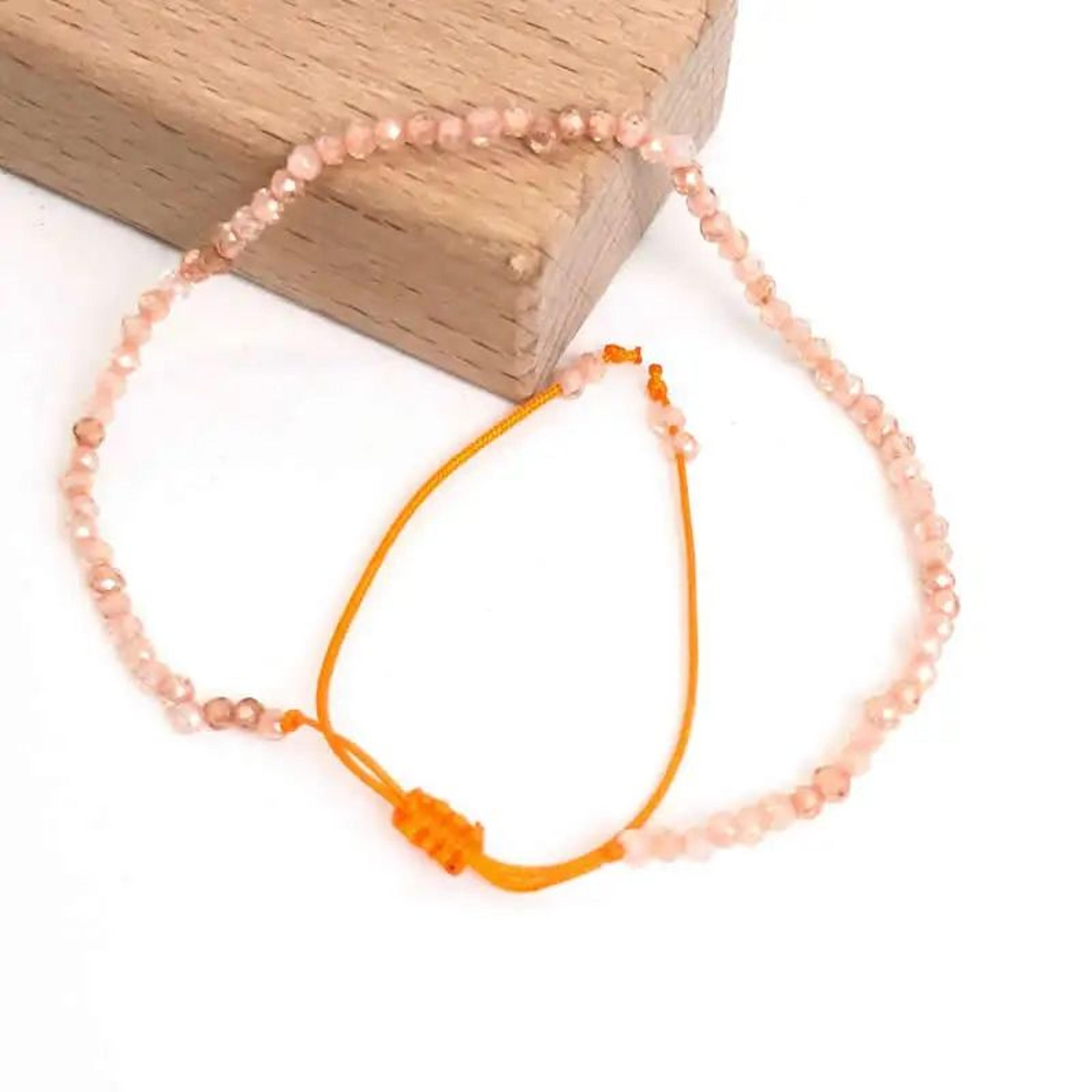 Natural Faceted Stone Beaded Bracelet  Adjustable Crystal Tourmaline Agate Handwoven Bracelet For W 10