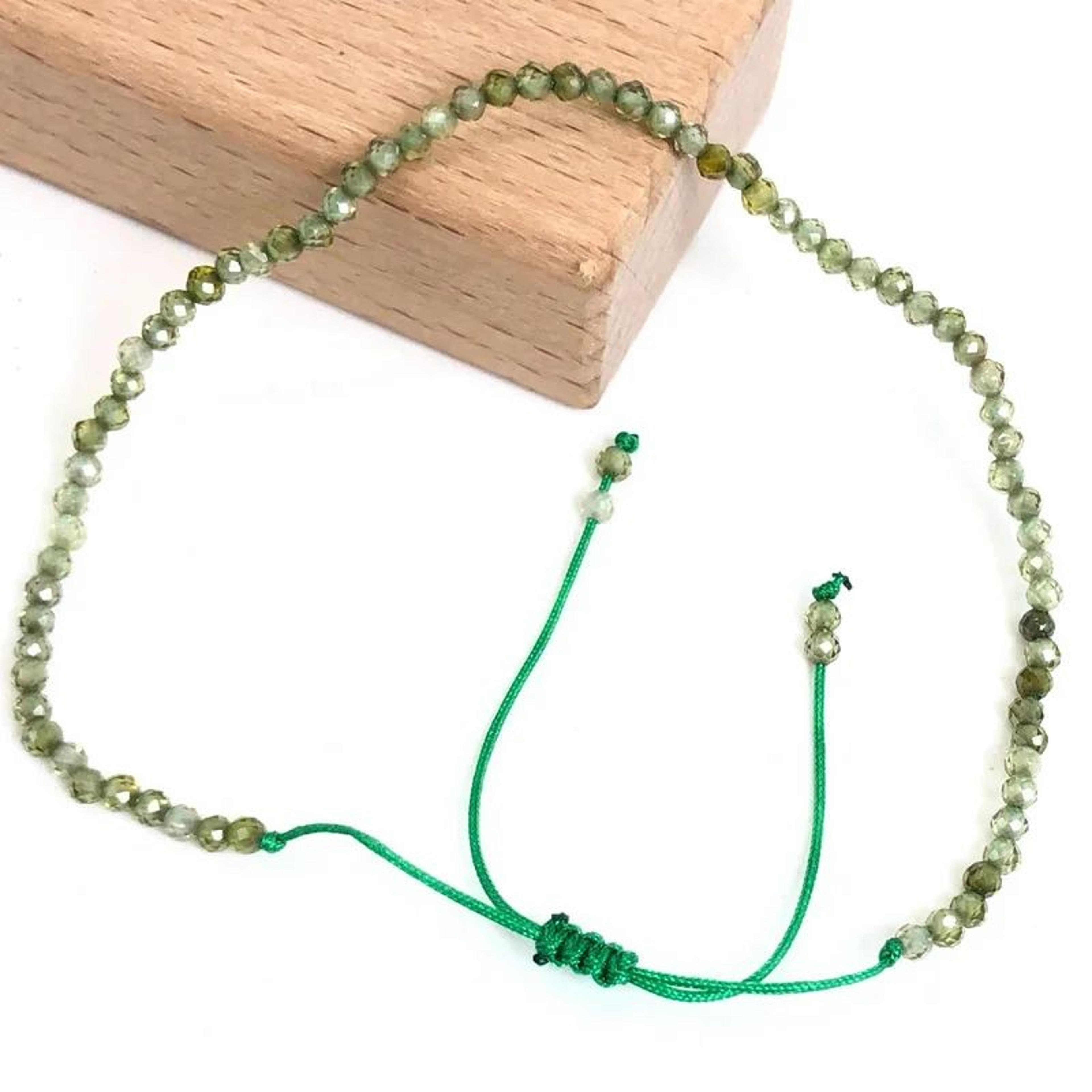 Natural Faceted Stone Beaded Bracelet  Adjustable Crystal Tourmaline Agate Handwoven Bracelet For W 15