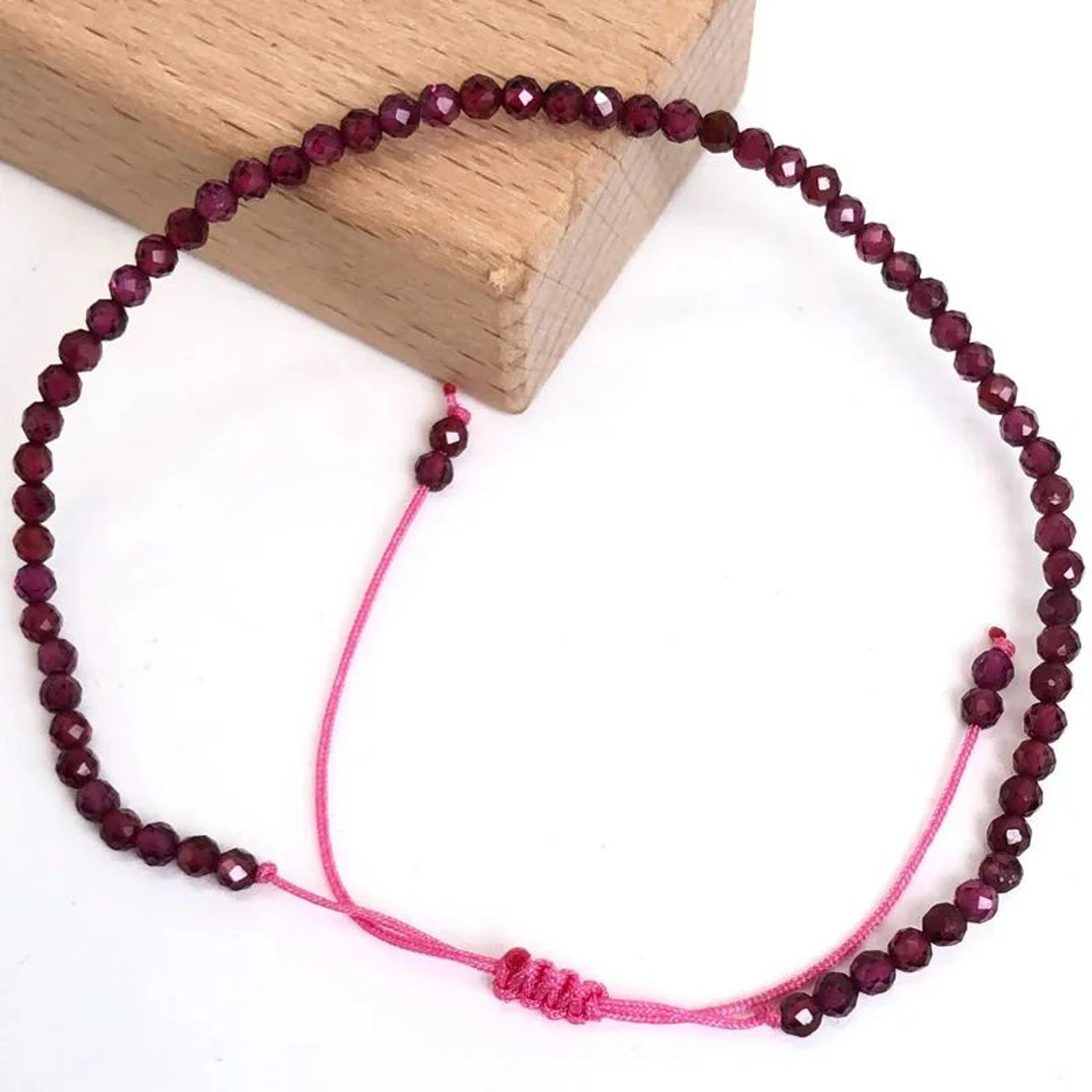 Natural Faceted Stone Beaded Bracelet  Adjustable Crystal Tourmaline Agate Handwoven Bracelet For W 22