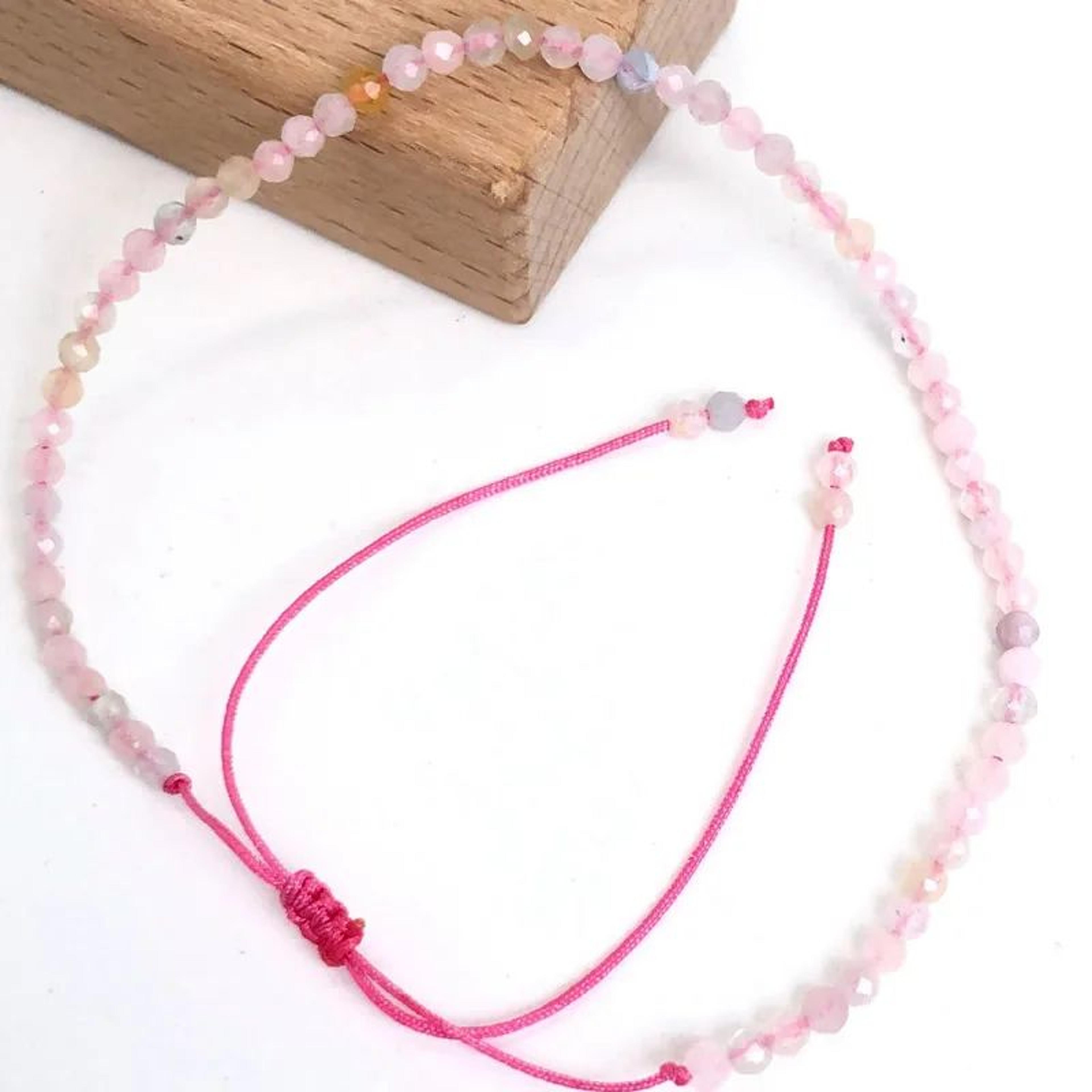 Natural Faceted Stone Beaded Bracelet  Adjustable Crystal Tourmaline Agate Handwoven Bracelet For W 25
