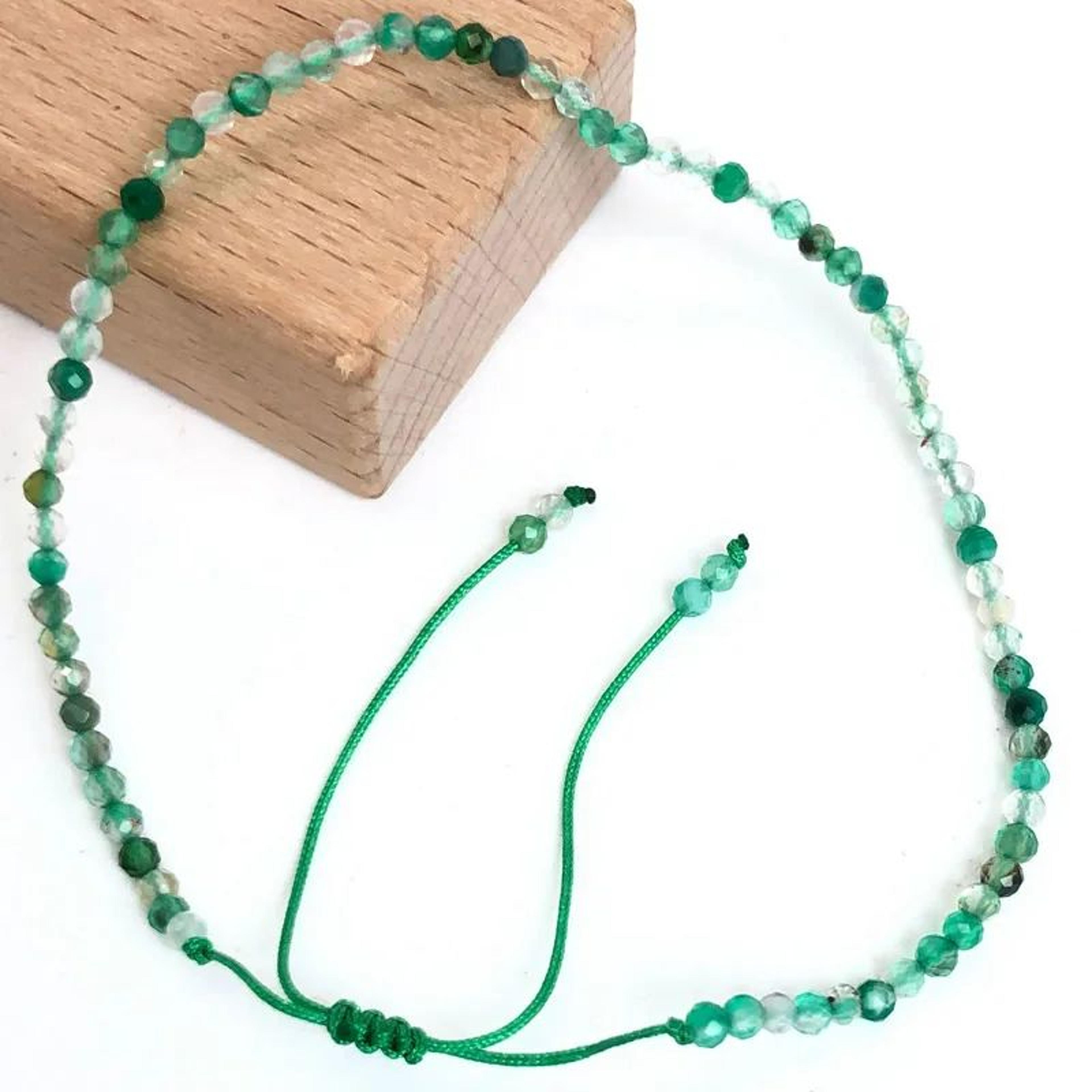 Natural Faceted Stone Beaded Bracelet  Adjustable Crystal Tourmaline Agate Handwoven Bracelet For W 26