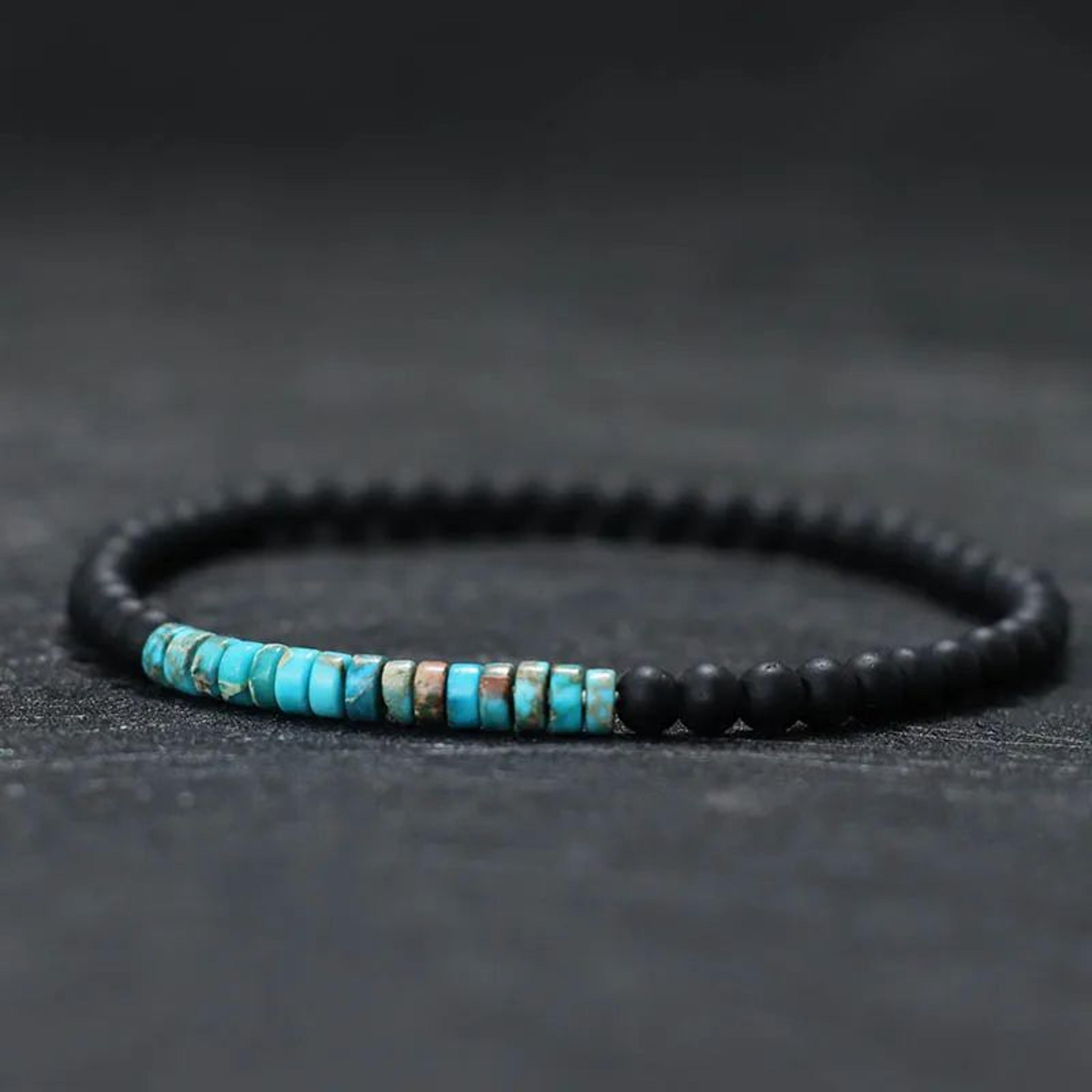 minimalist 4 mm onyx bead bracelet – unisex meditation yoga stretch stone bracelet for women & men