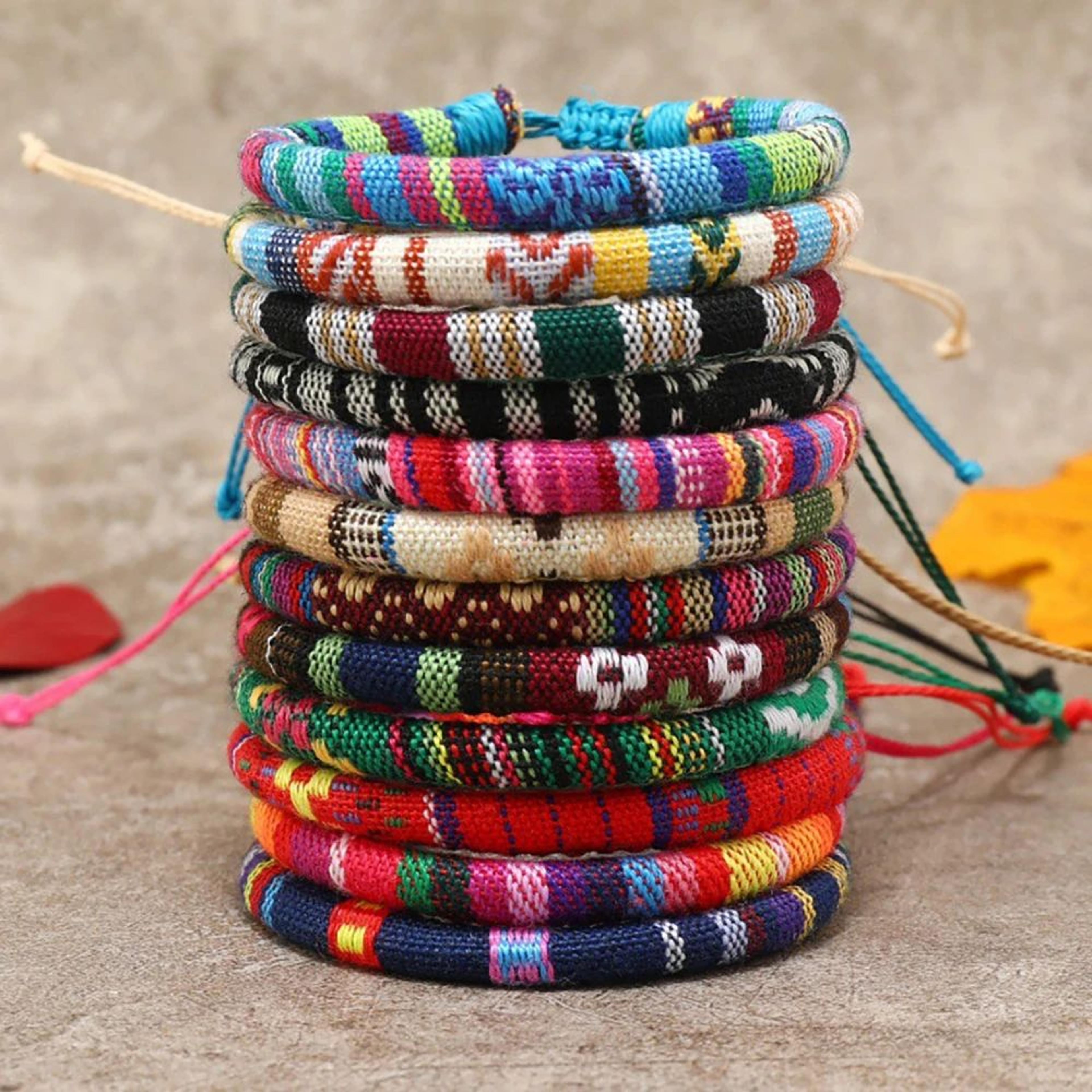 12pcs bohemian surfer beach bracelet set – handmade braided boho summer bracelets for women & men