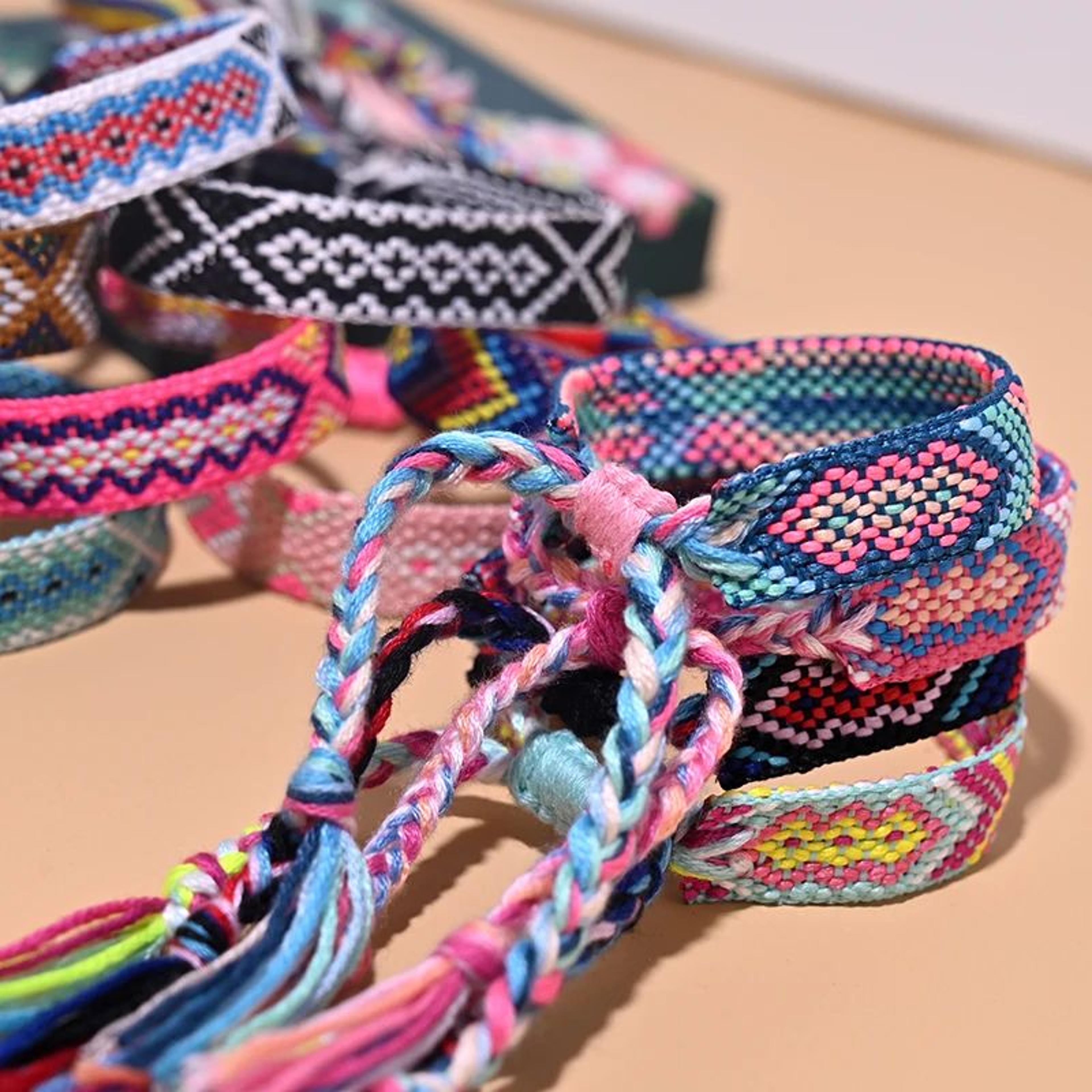 12pcs Handmade Friendship Bracelets  Adjustable Boho Macrame Woven Charm Bracelets For Women 3