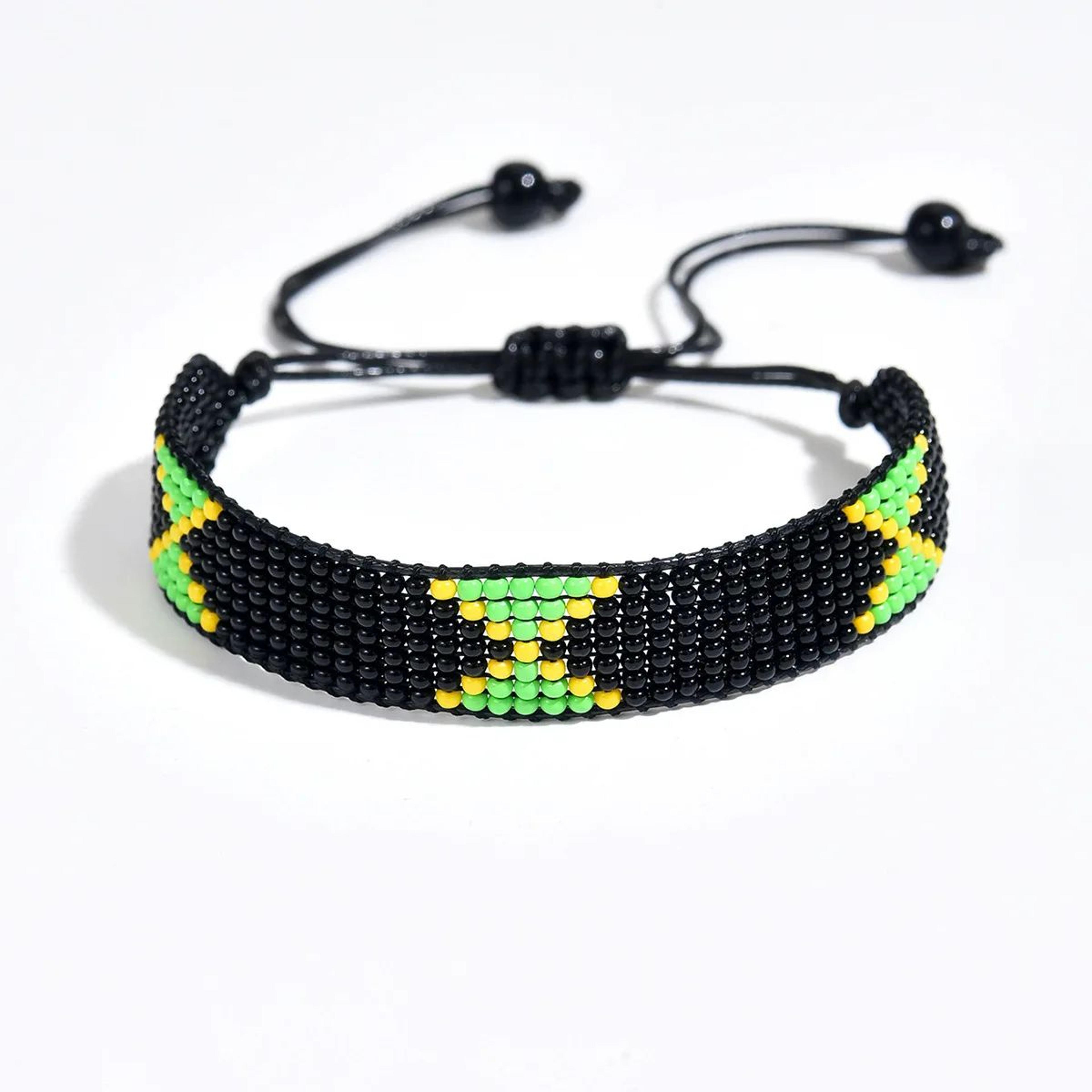 Meetvii Handwoven Seed Bead Adjustable Bracelet  National Flag Color Beaded Friendship Wristband 9