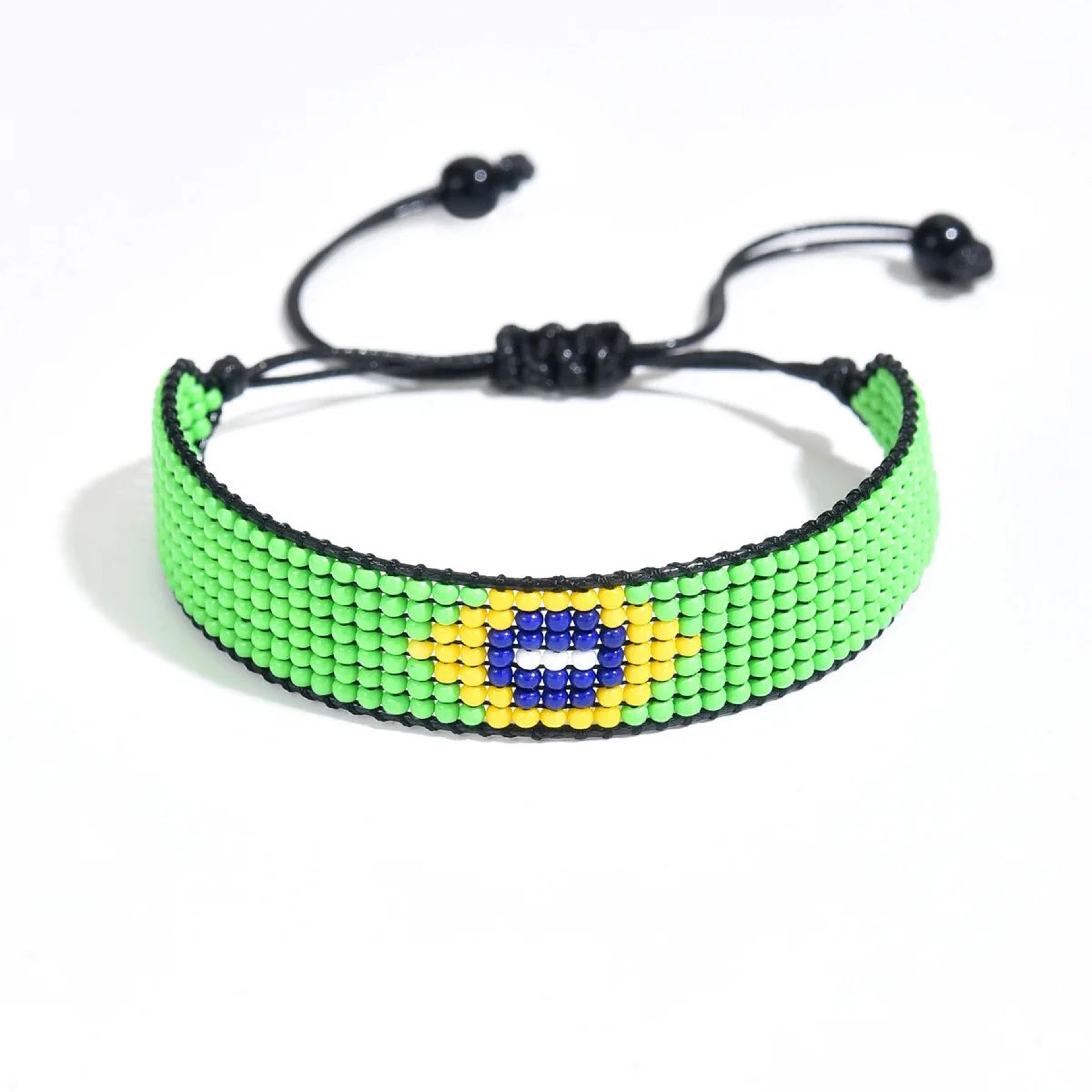 Meetvii Handwoven Seed Bead Adjustable Bracelet  National Flag Color Beaded Friendship Wristband 8