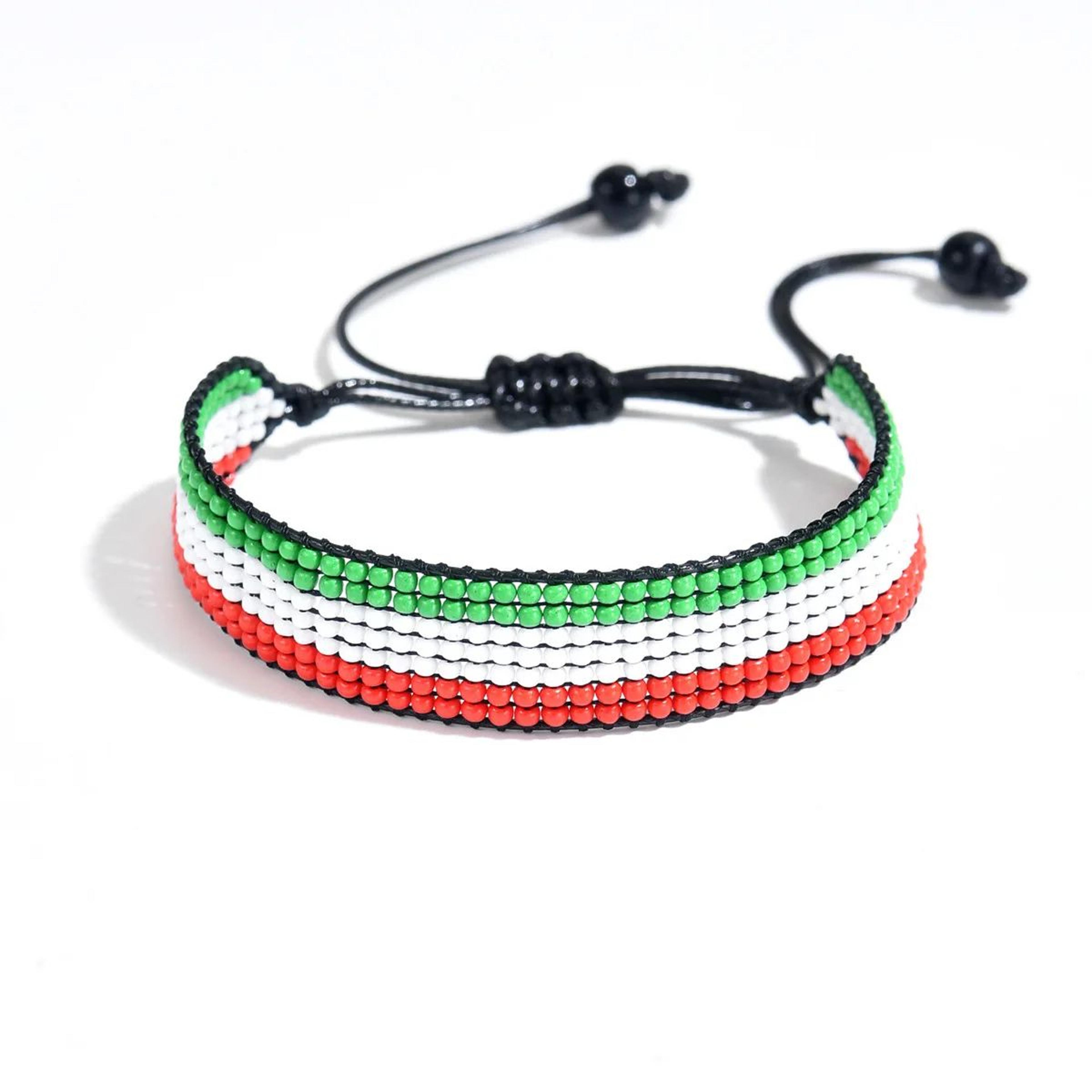 Meetvii Handwoven Seed Bead Adjustable Bracelet  National Flag Color Beaded Friendship Wristband 22
