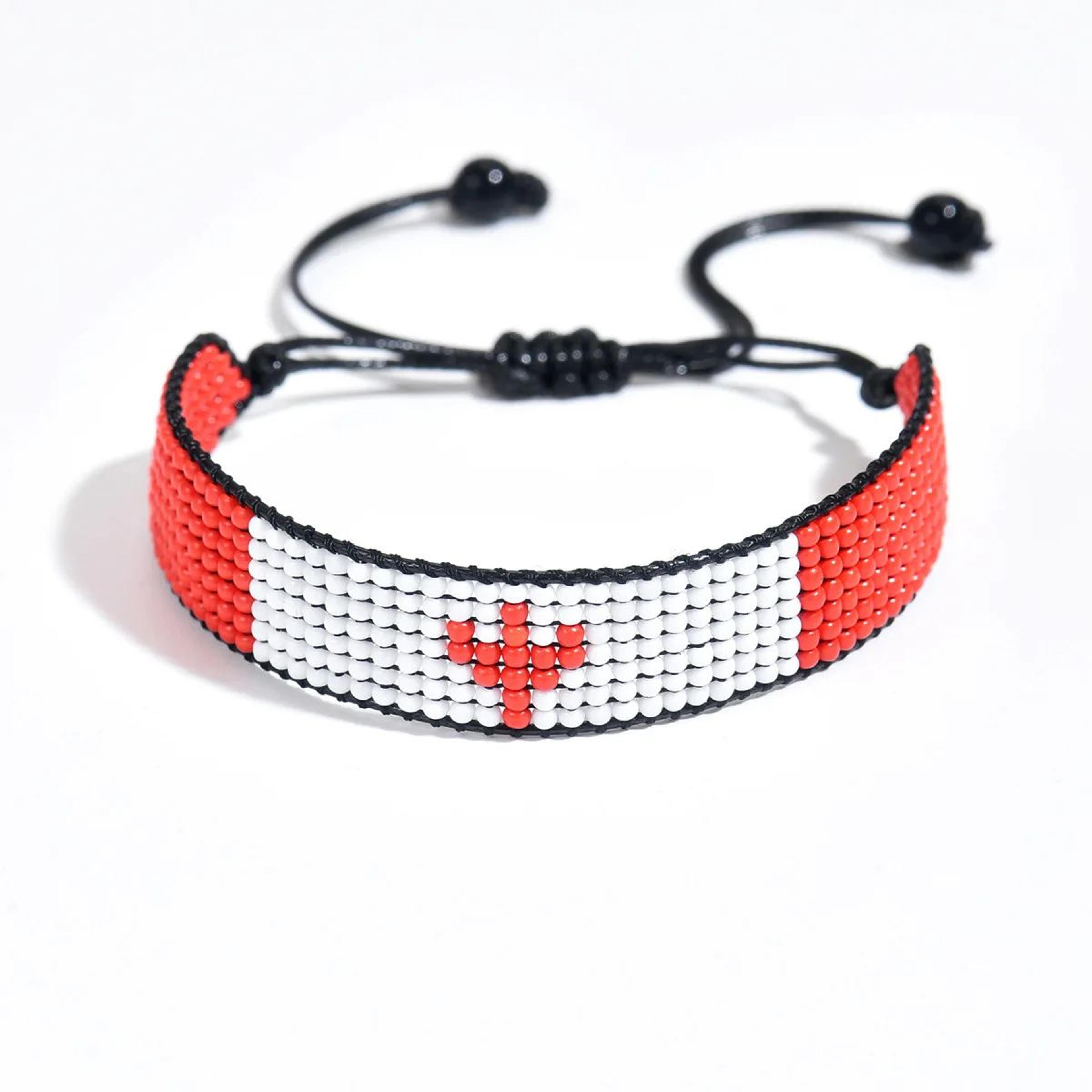 Meetvii Handwoven Seed Bead Adjustable Bracelet  National Flag Color Beaded Friendship Wristband 20