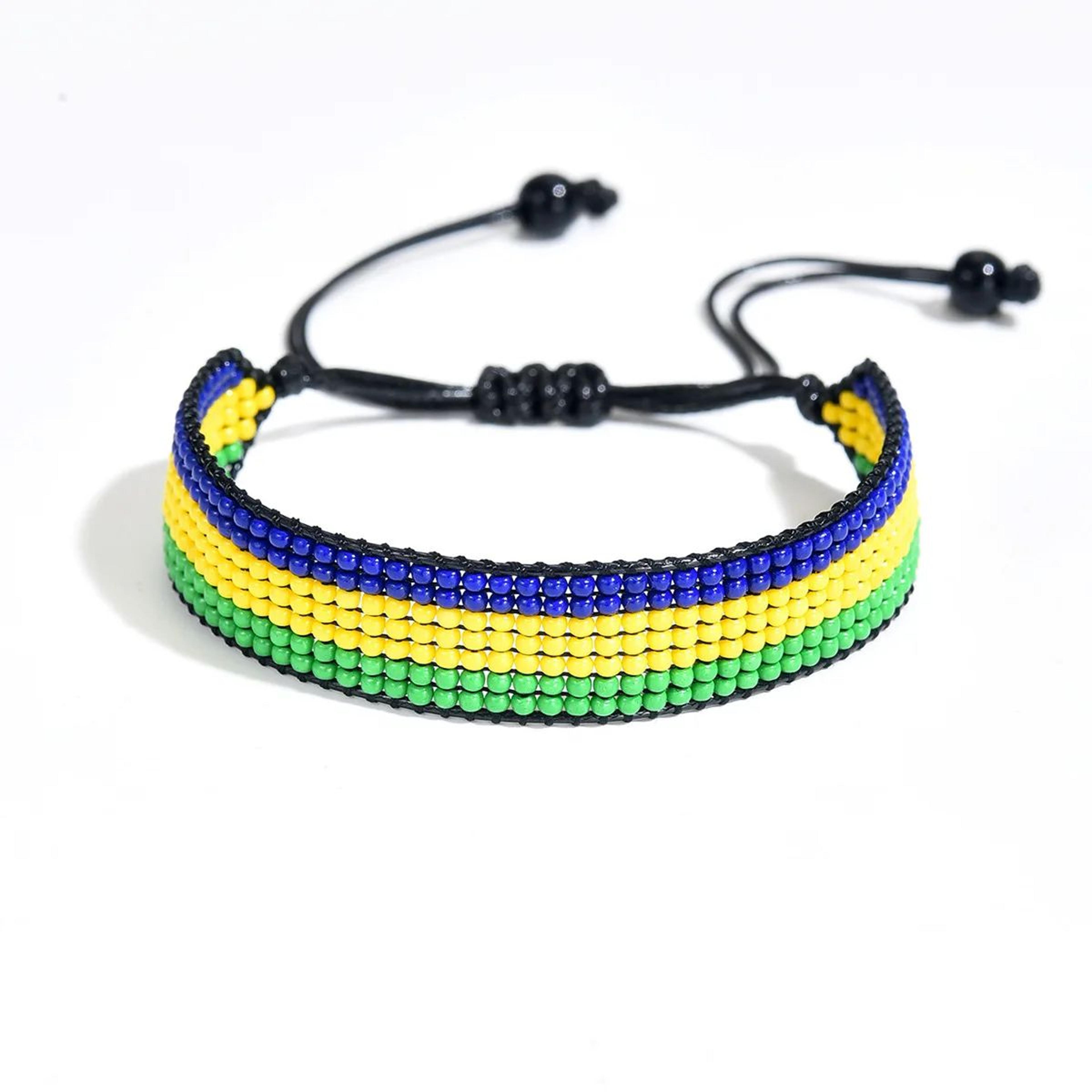 Meetvii Handwoven Seed Bead Adjustable Bracelet  National Flag Color Beaded Friendship Wristband 27