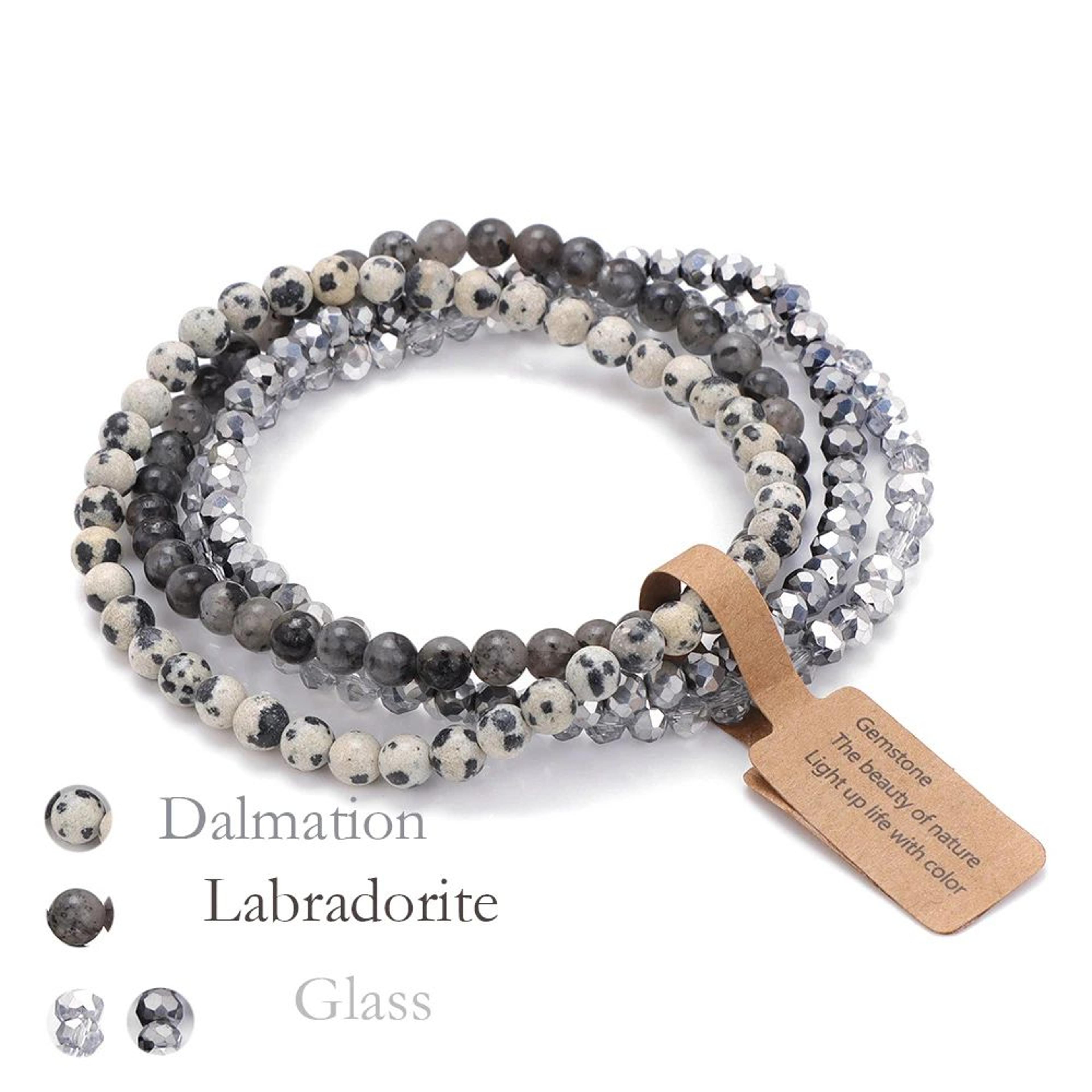 4Layer Natural Stone Glass Bead Bracelet Set  4 Mm Stretch MultiLayer Stackable Bracelet For Women 7