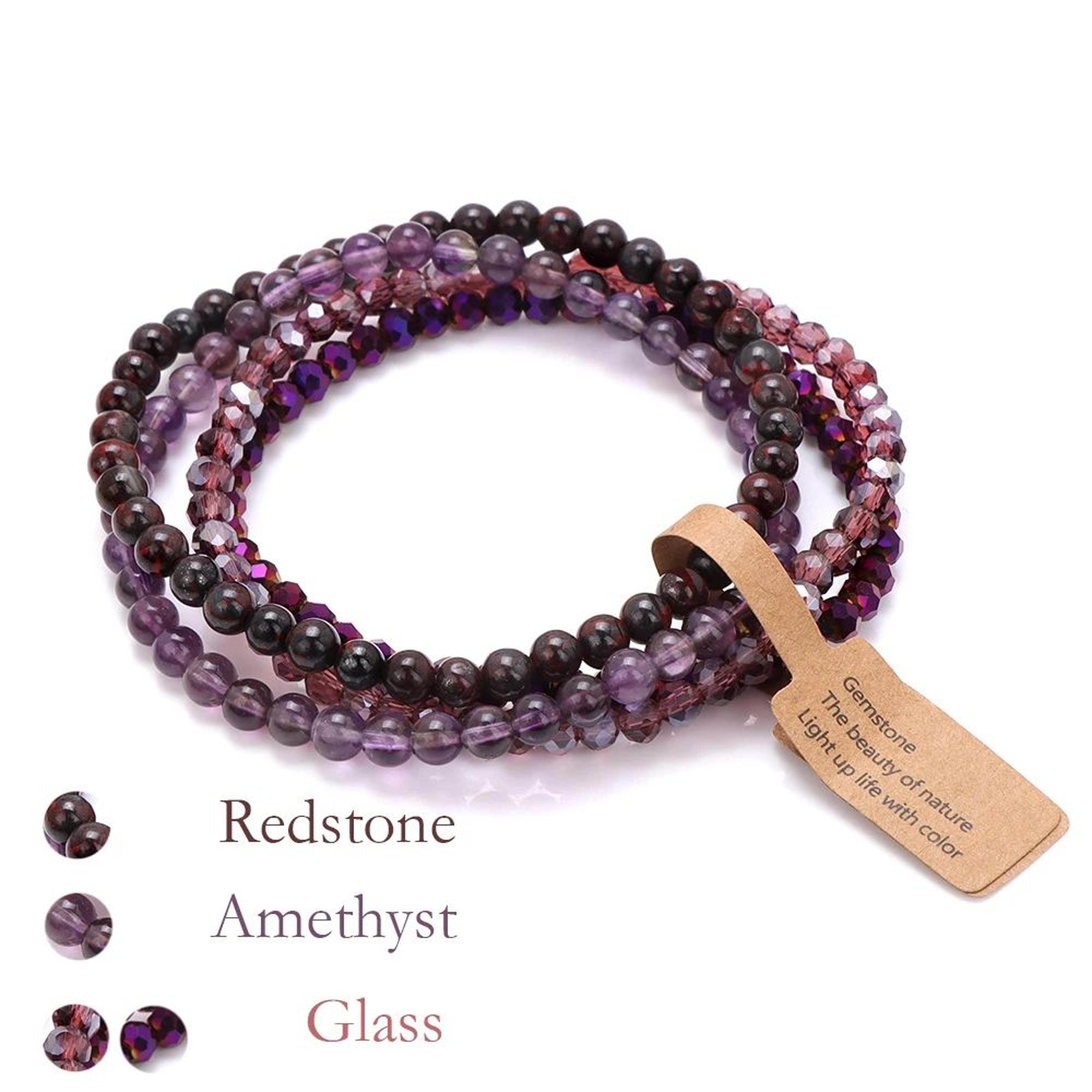 4Layer Natural Stone Glass Bead Bracelet Set  4 Mm Stretch MultiLayer Stackable Bracelet For Women 10