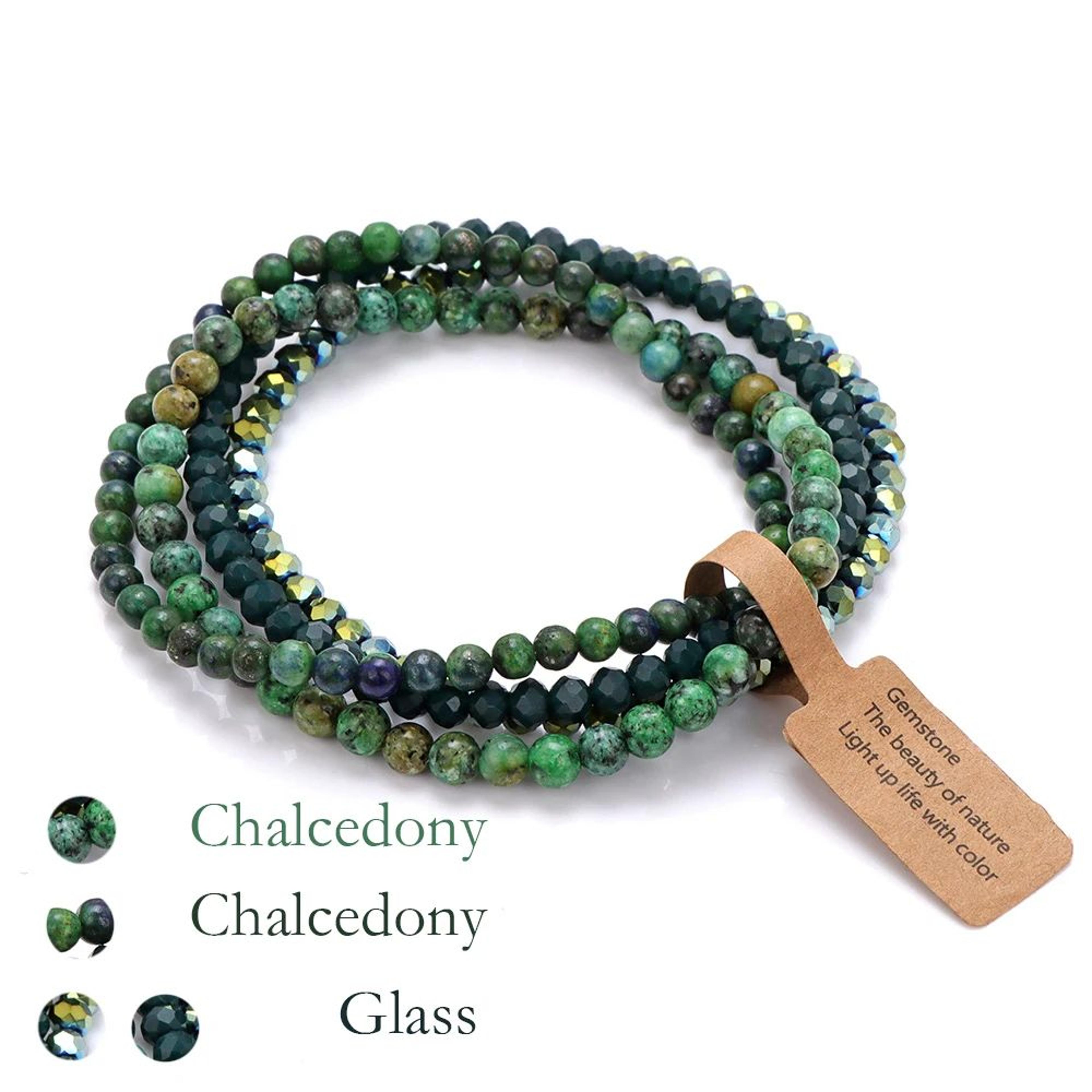 4Layer Natural Stone Glass Bead Bracelet Set  4 Mm Stretch MultiLayer Stackable Bracelet For Women 12