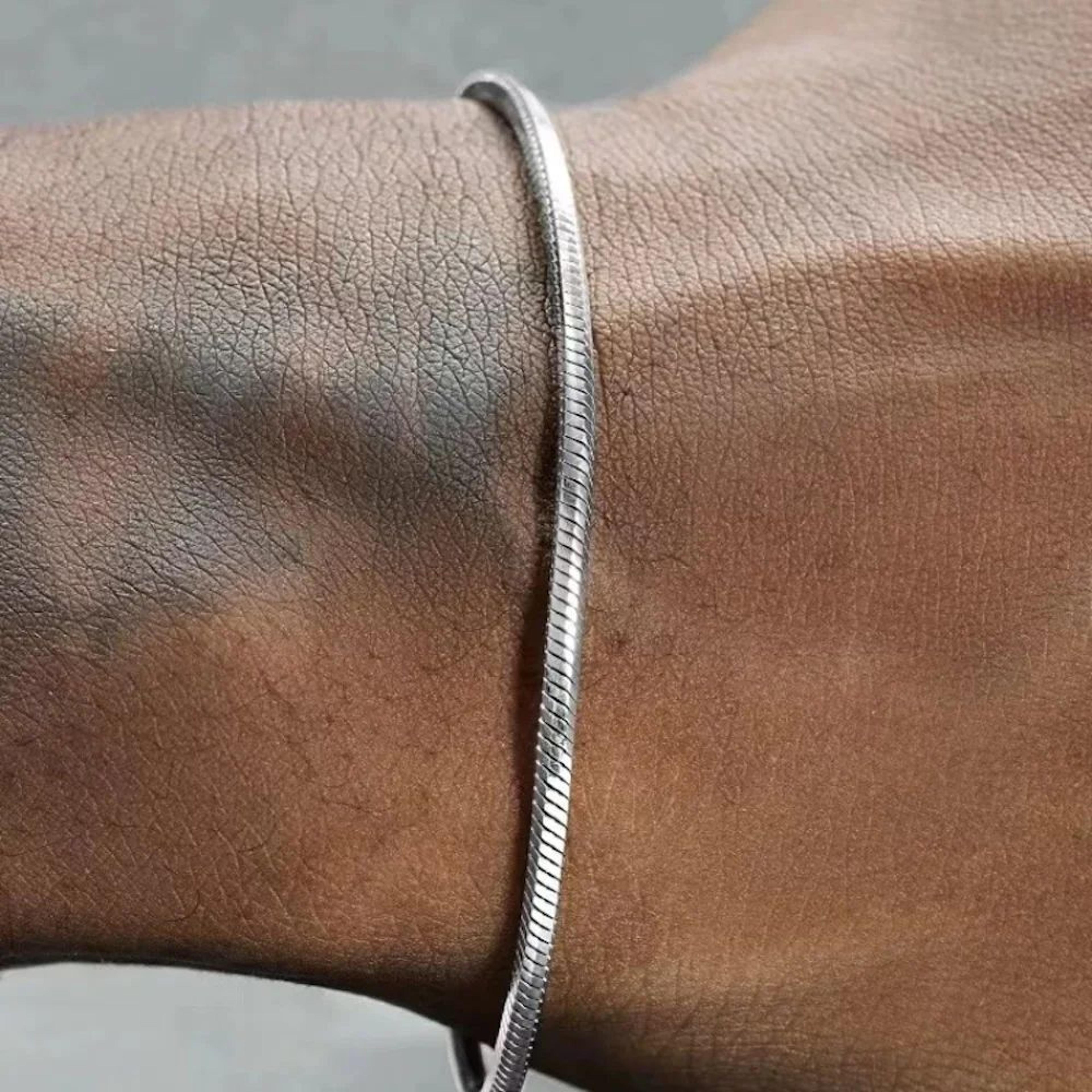 925 Sterling Silver 3 Mm Snake Chain Bracelet  Classic Polished Link Bracelet For Women  Men 1