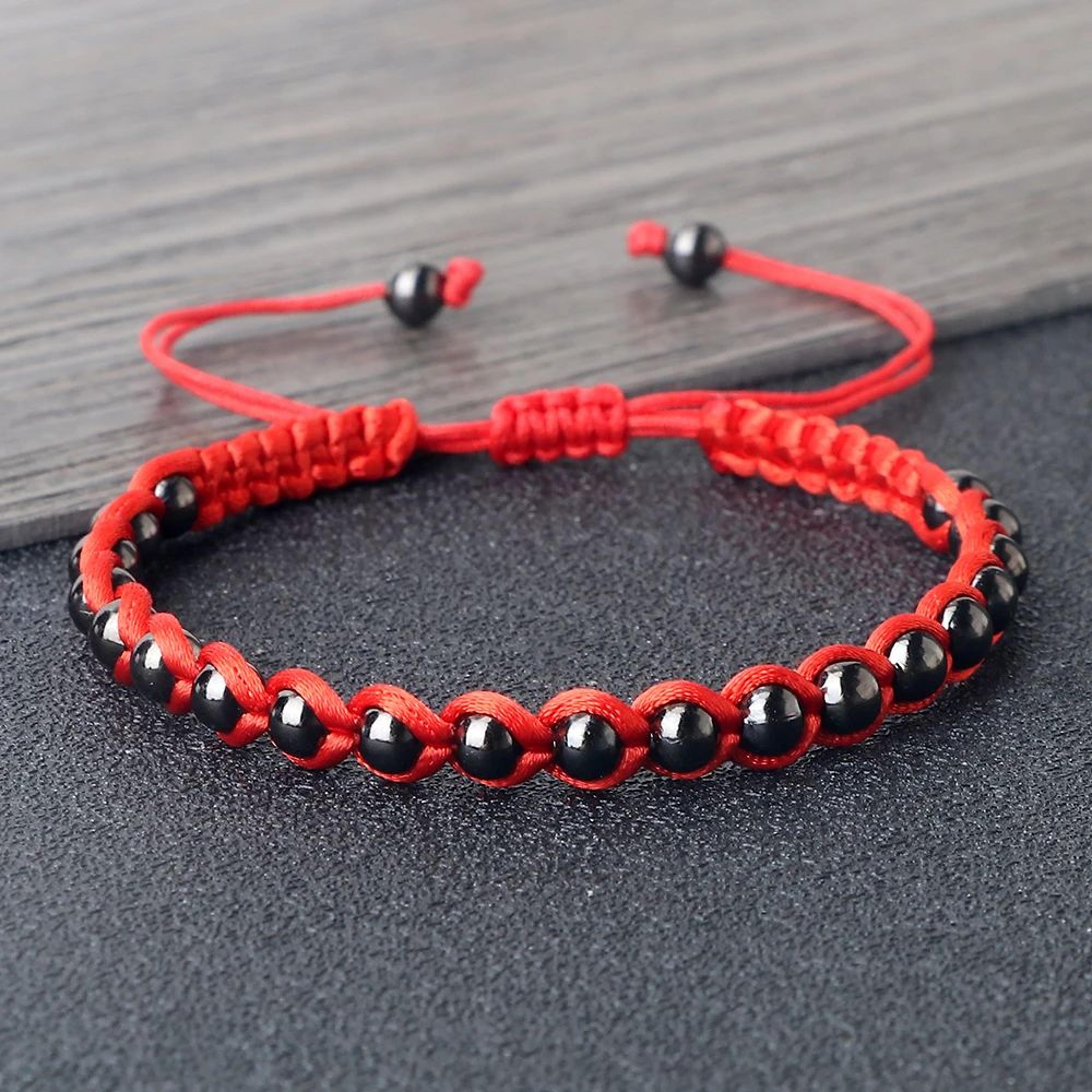 Lucky Red Rope Braided Bracelet  Adjustable Copper Bead Wristband In Gold  Silver For Women  Men 3