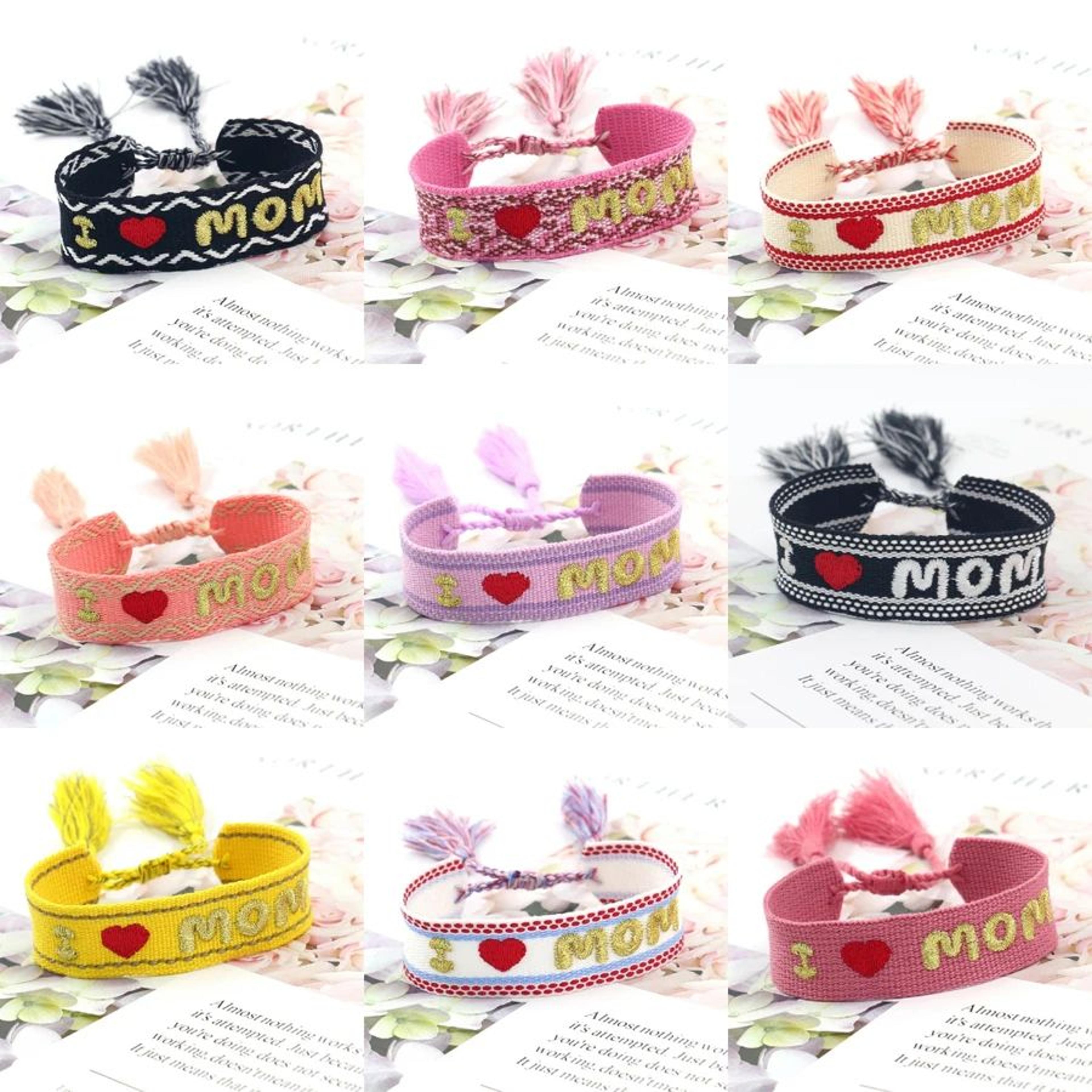 Boho Woven Friendship Wrap Bracelet  Handmade Braided Love Heart Embroidered Adjustable Rope Bracel