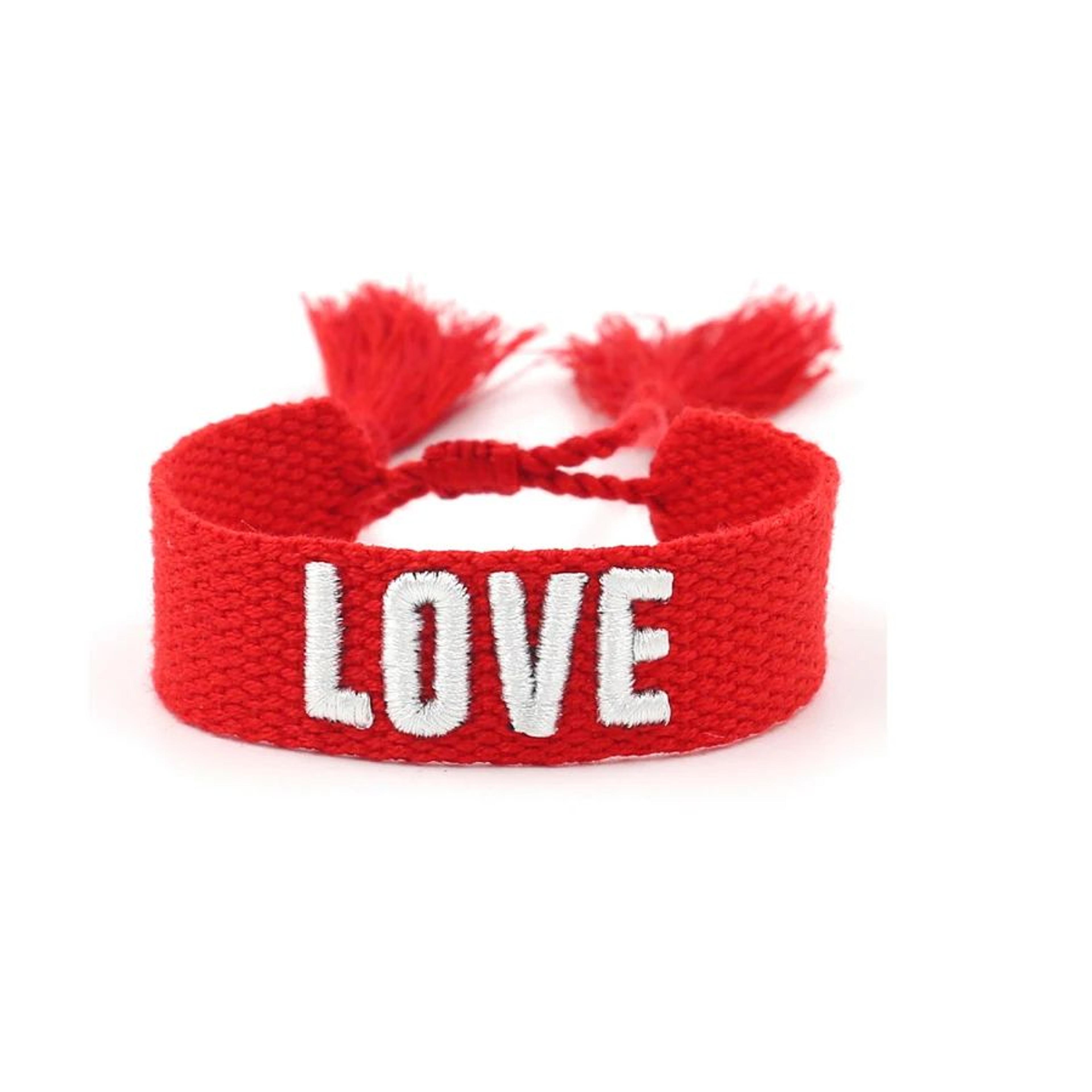 Boho Woven Friendship Wrap Bracelet  Handmade Braided Love Heart Embroidered Adjustable Rope Bracel 8