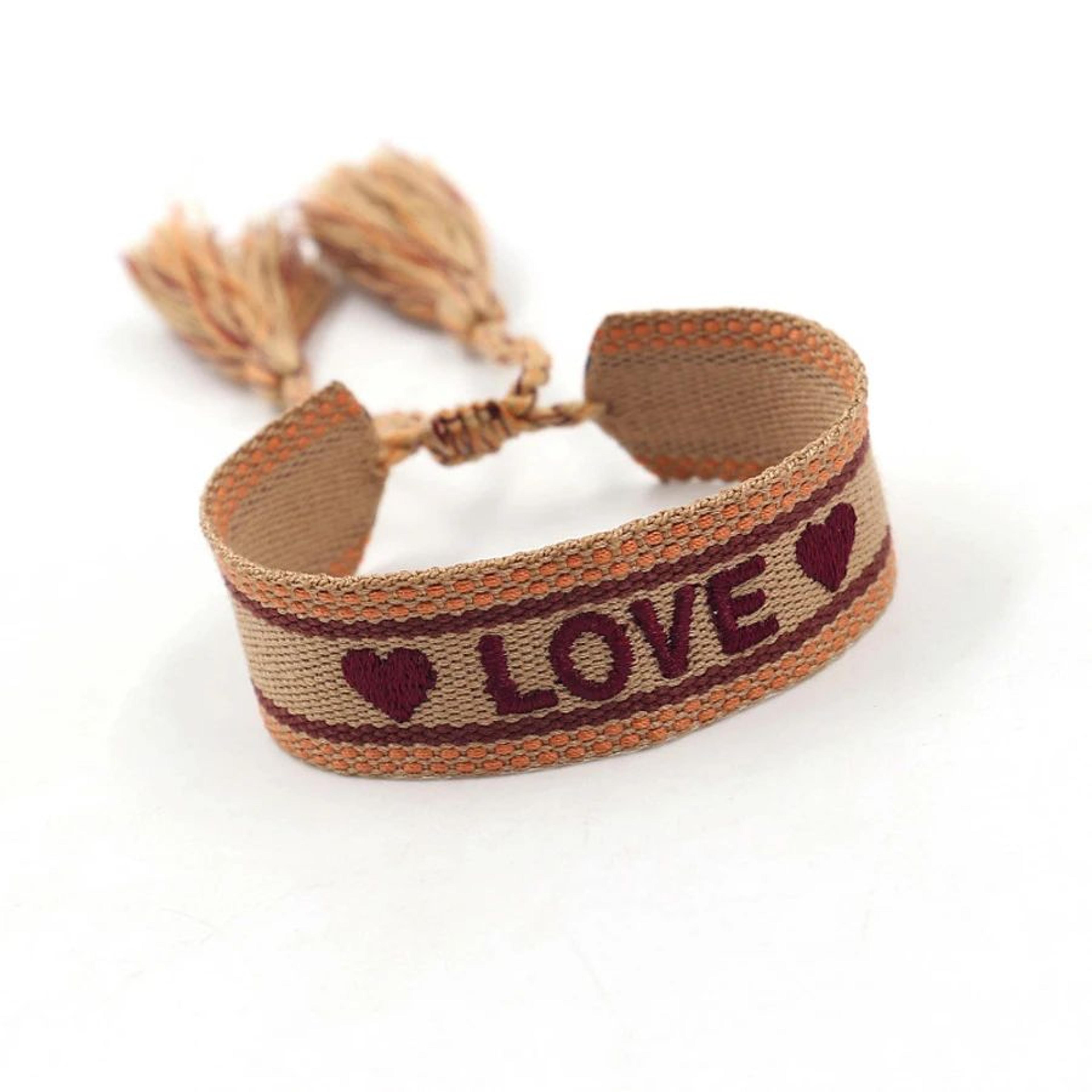 Boho Woven Friendship Wrap Bracelet  Handmade Braided Love Heart Embroidered Adjustable Rope Bracel 22