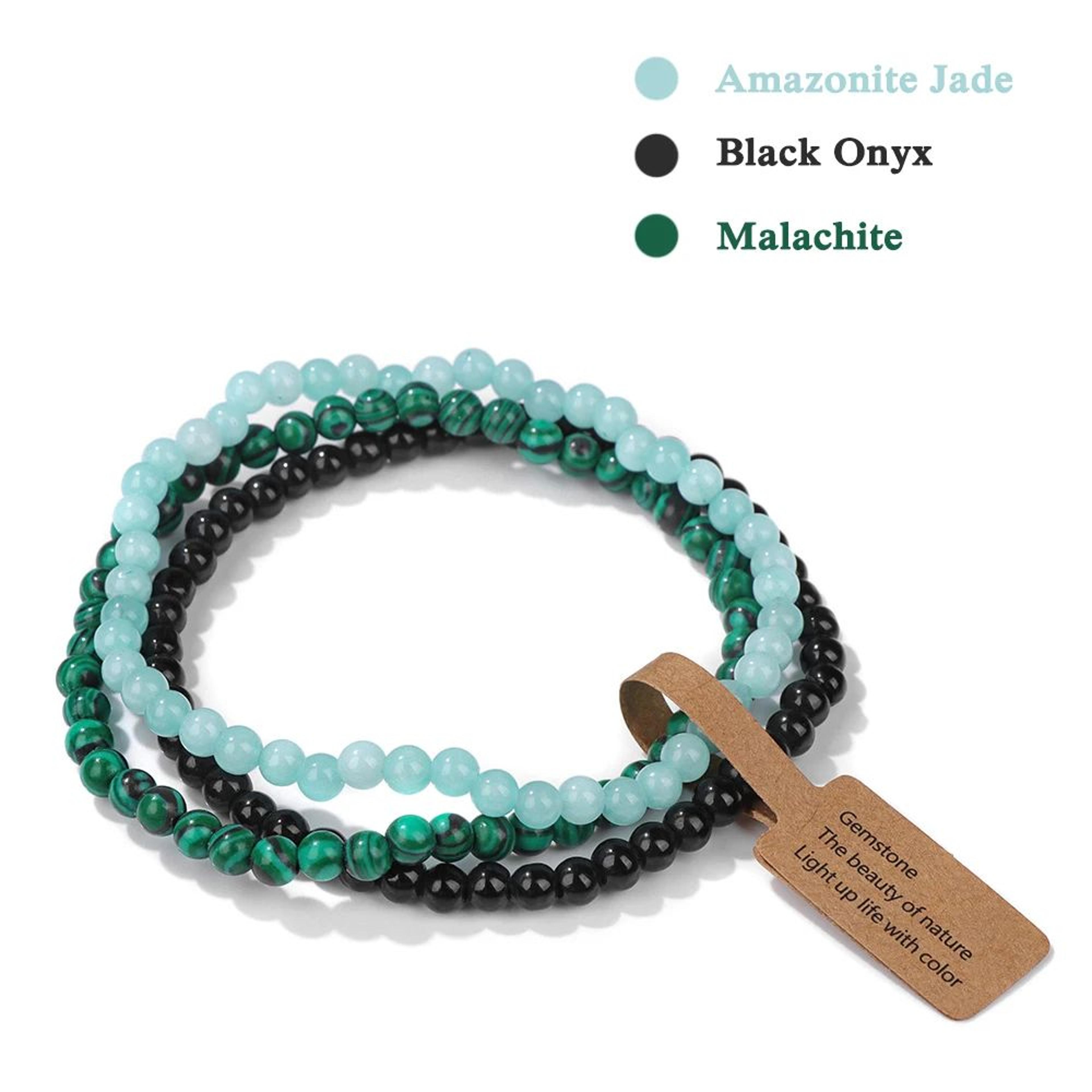 3pcs Natural Stone Bead Bracelets  4 Mm Quartz Agate  Black Onyx Elastic Stretch Bracelets For Wome 15