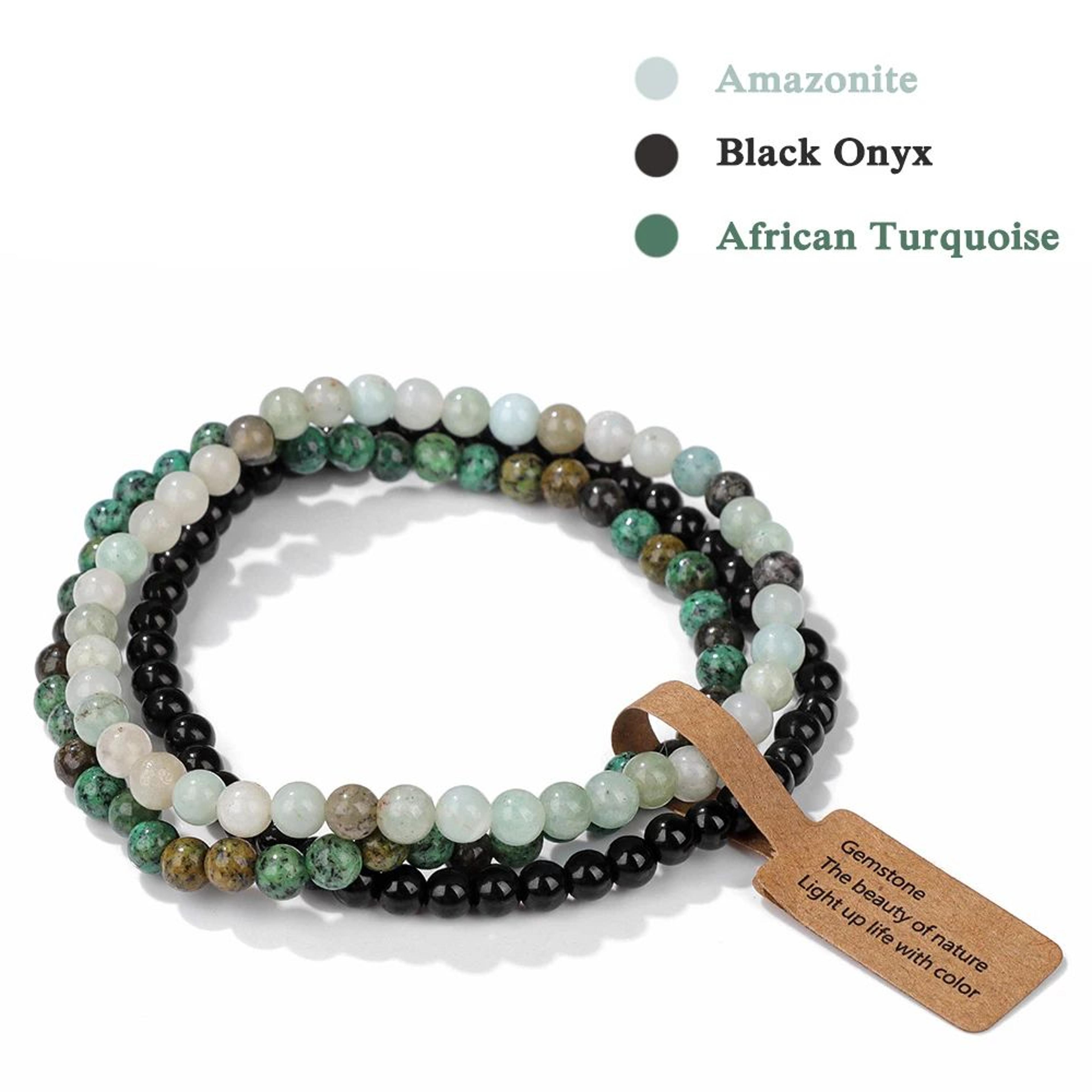 3pcs Natural Stone Bead Bracelets  4 Mm Quartz Agate  Black Onyx Elastic Stretch Bracelets For Wome 16