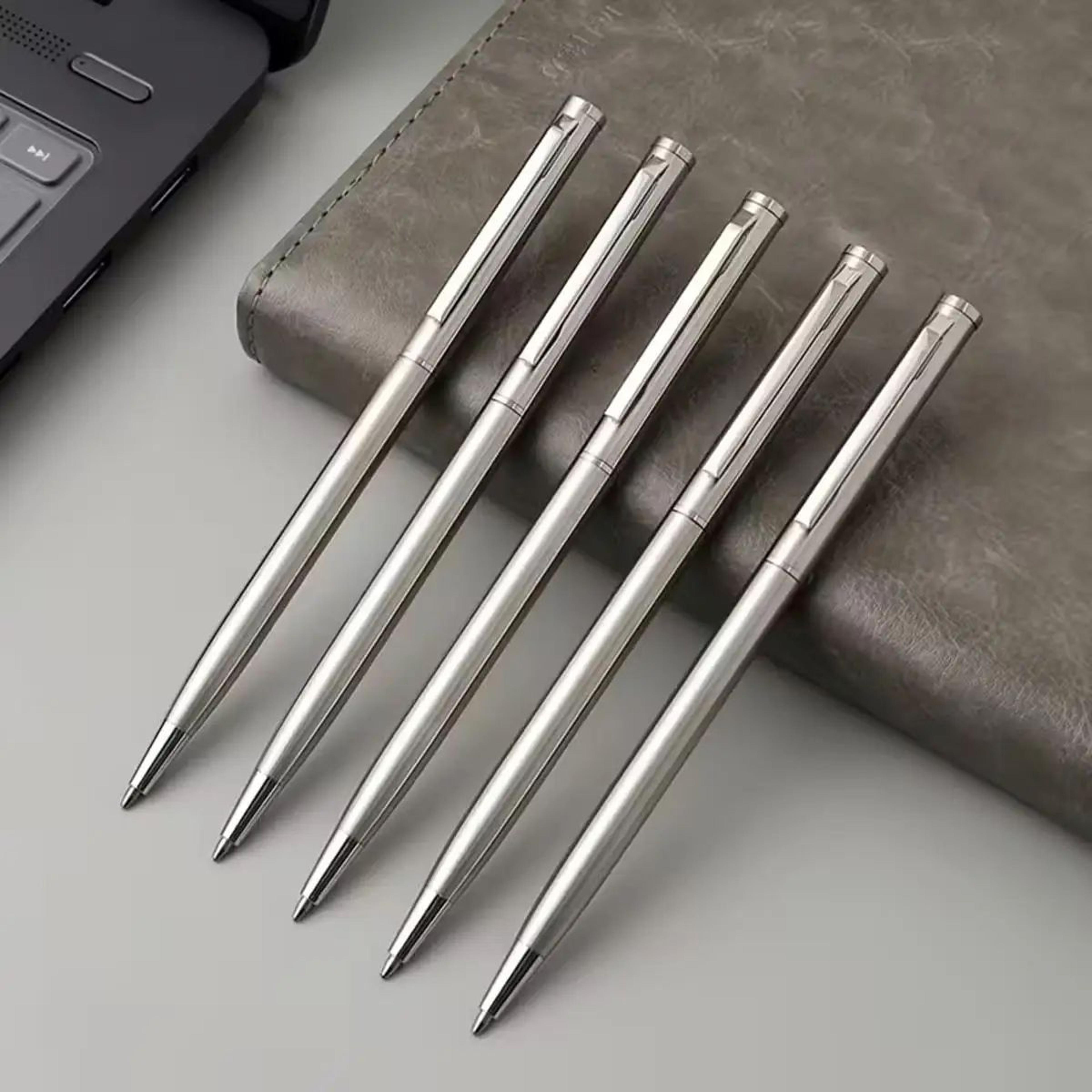 Stainless Steel Twist Ballpoint Pen  Medium Nib Smooth Writing Metal Pen For Office School  Busines 6