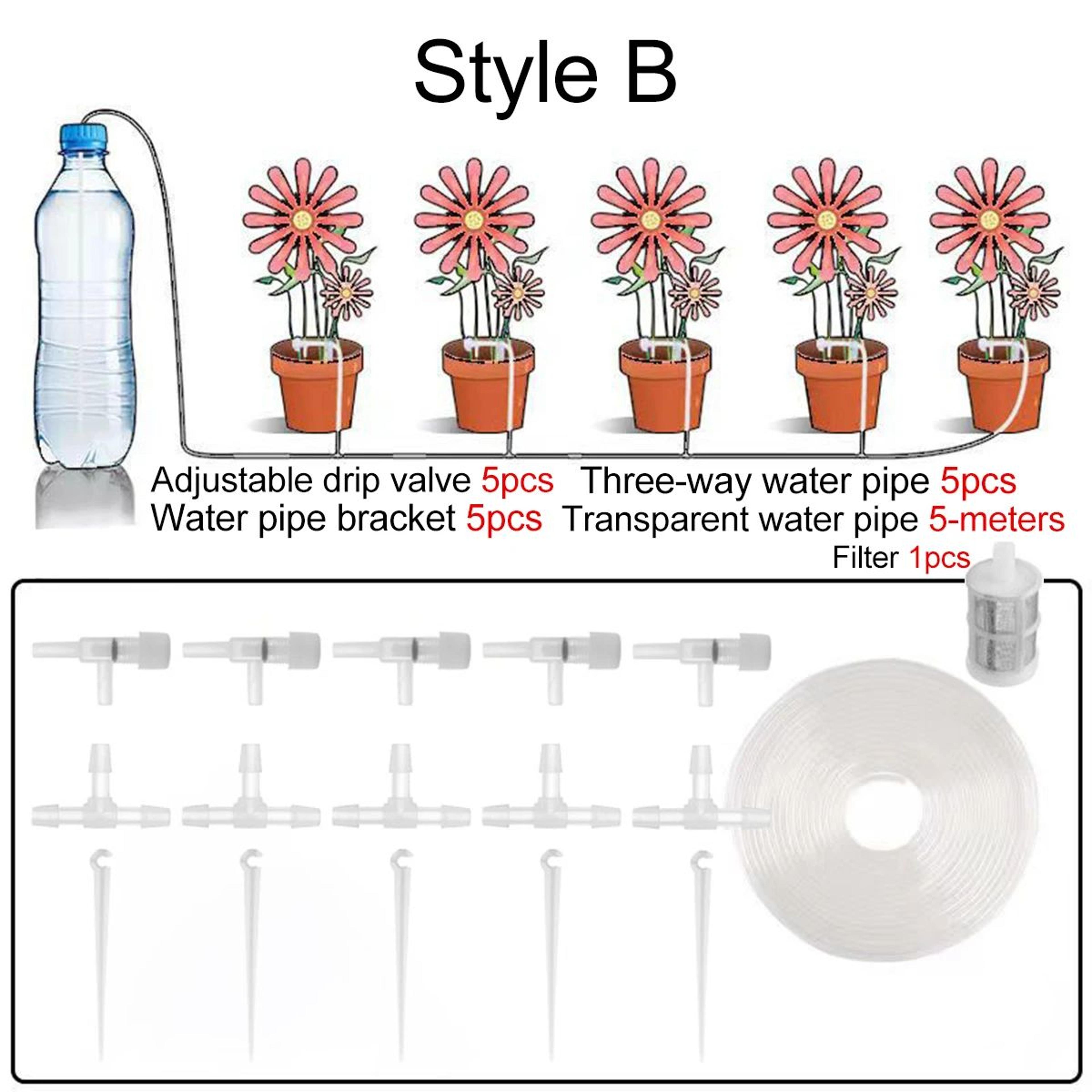 Automatic Drip Irrigation Kit For Potted Plants  Adjustable Water Flow SelfWatering System With Tub 5