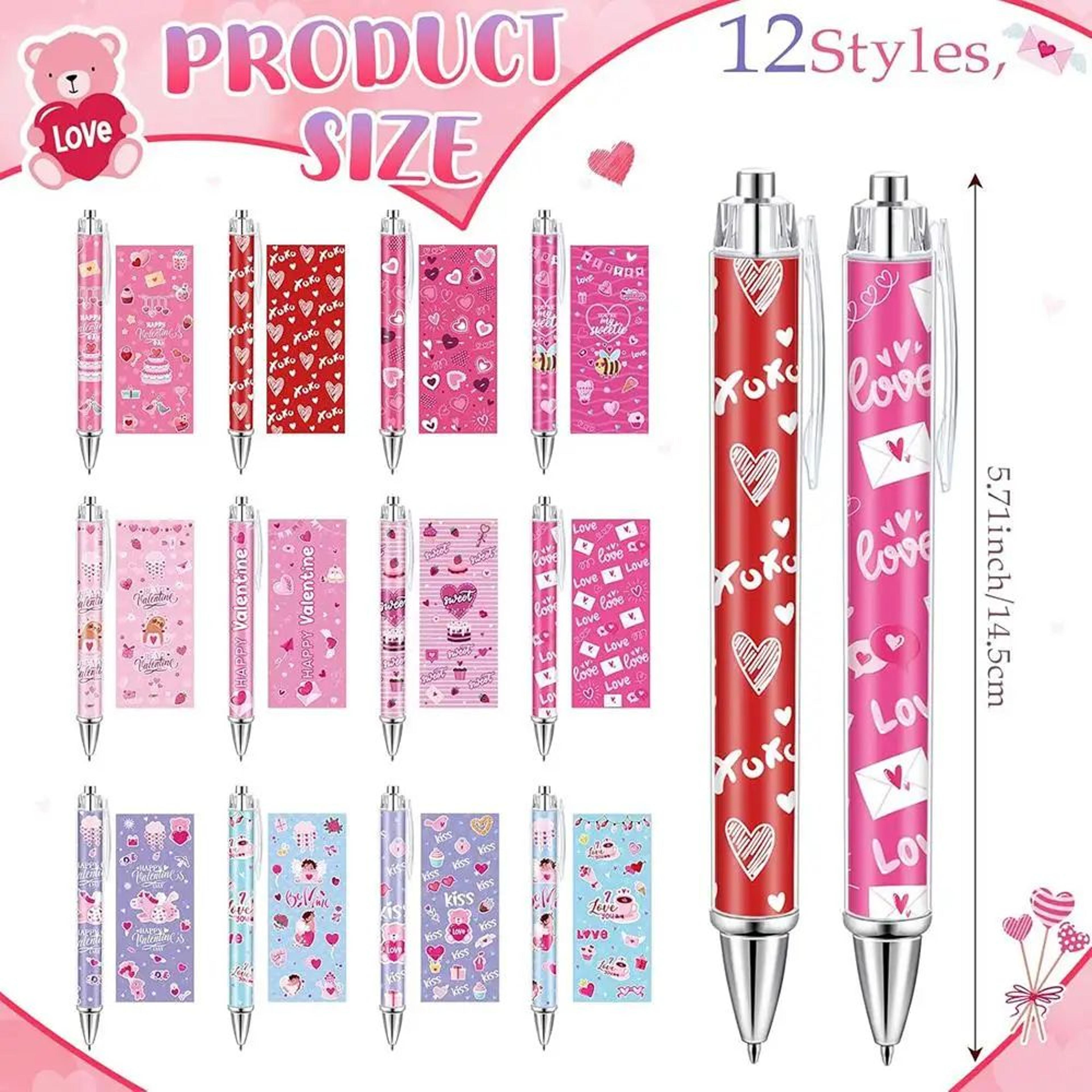 12pcs HeartShaped Ballpoint Pen Set  Valentines Day Gift Pens For School Office Weddings  Party Fav 8