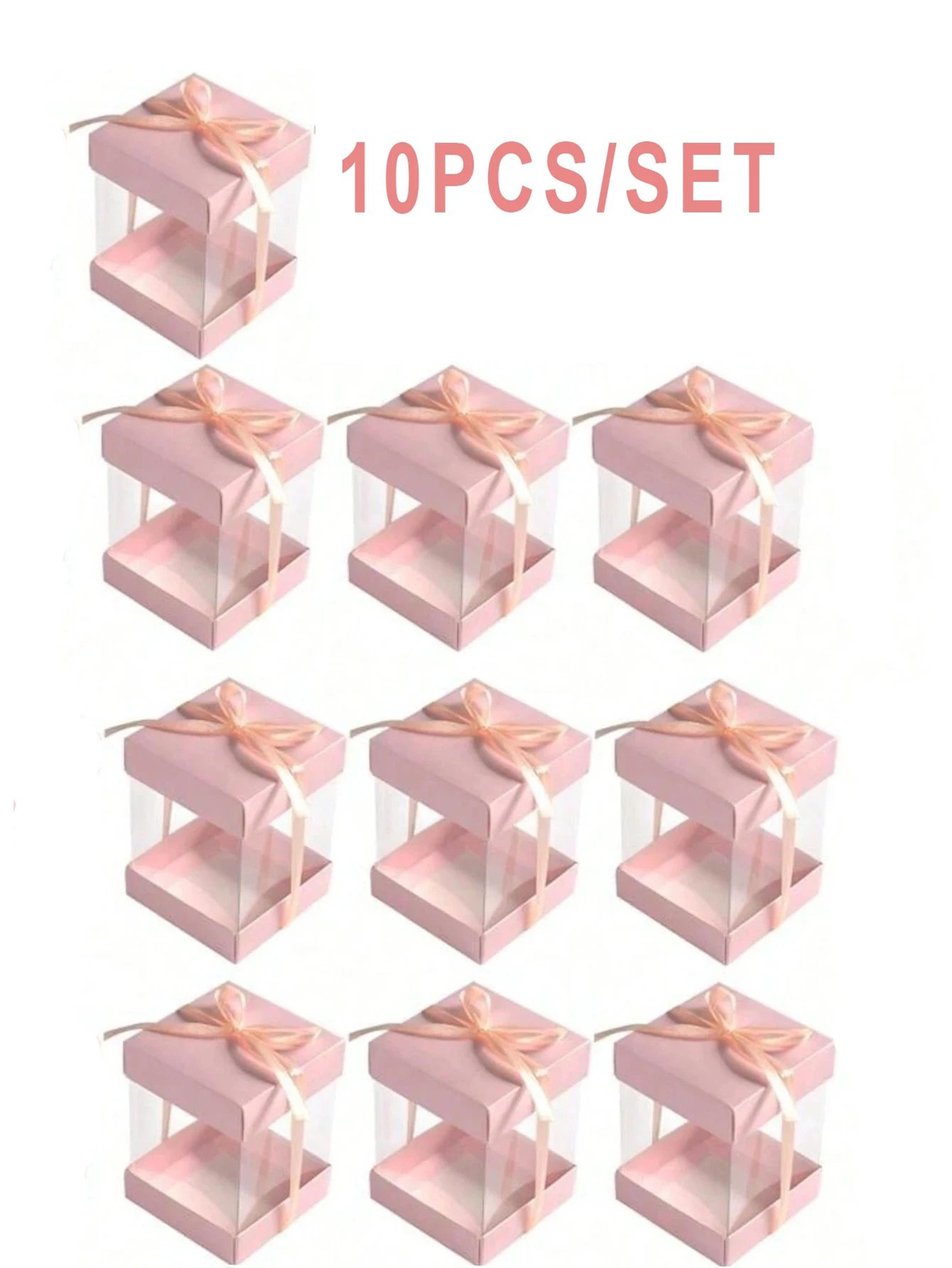 10pcs Clear PET Gift Boxes With Gold Ribbon  Luxury Jewelry Packaging Boxes For Weddings Valentines 6