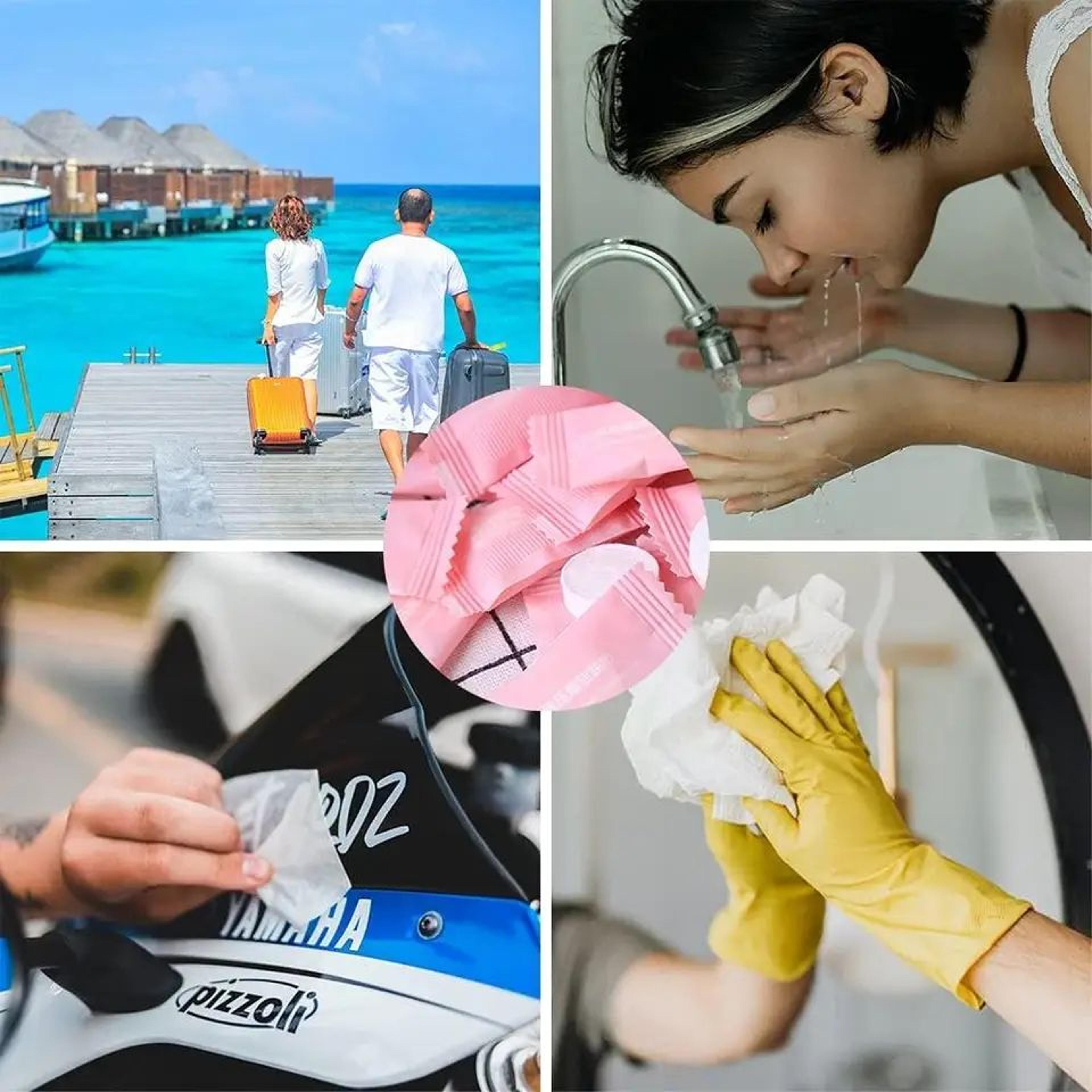 Compressed Disposable Travel Towels  Portable Face Cleaning Cloths Expandable Compact Towels For Ca 3