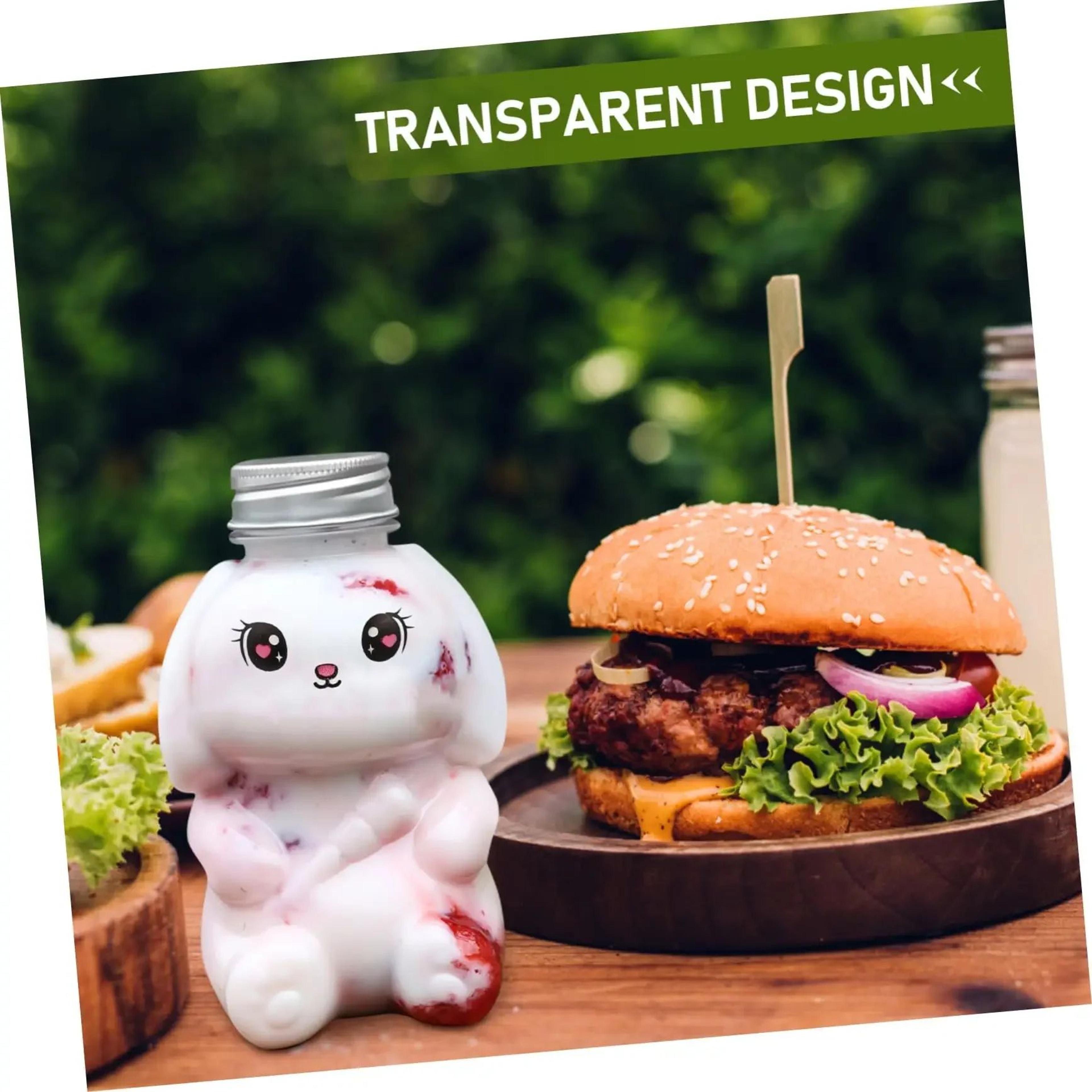 5pcs RabbitShaped Leakproof Juice Bottles  Clear Plastic Drink Containers For Juice Smoothies Milk  1