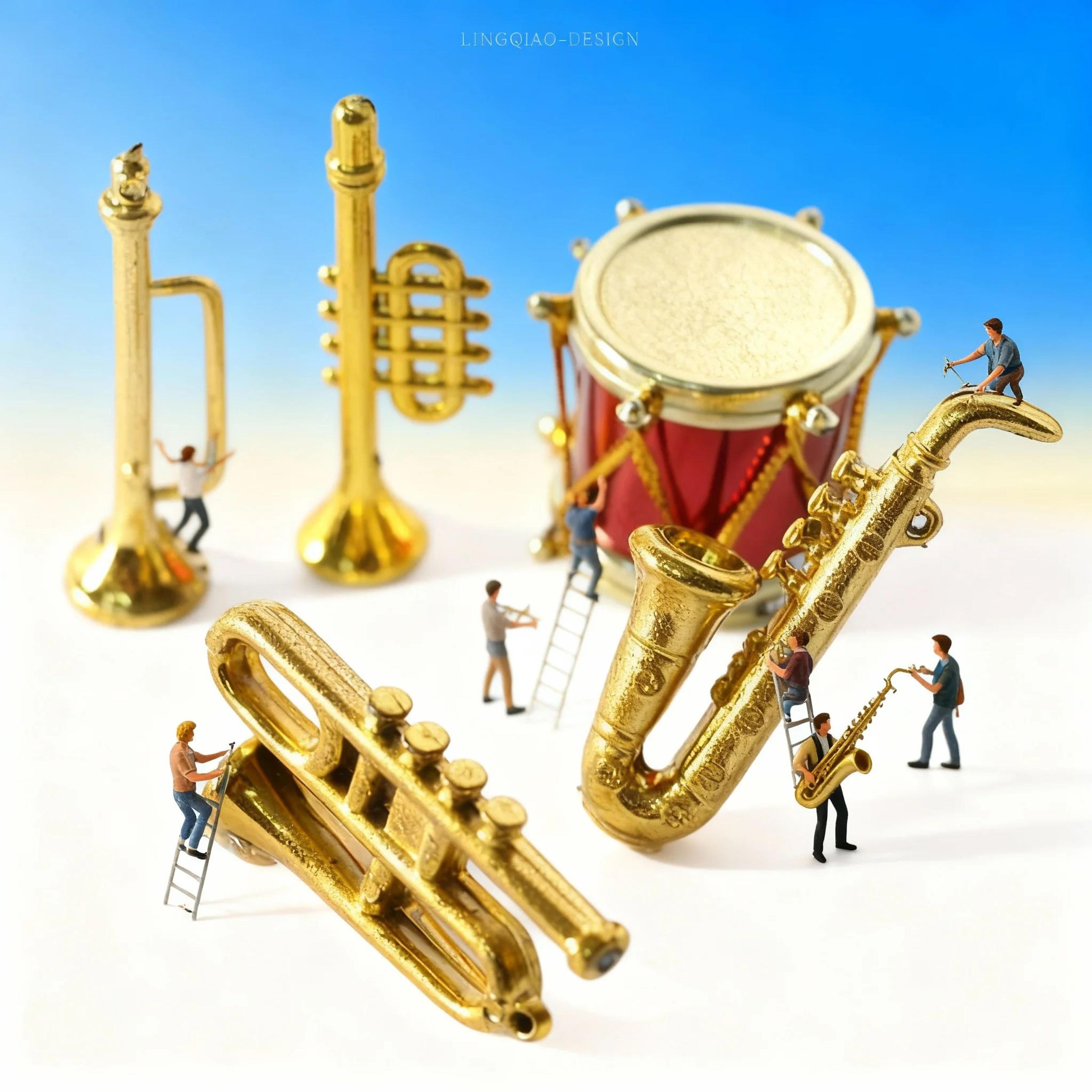 Miniature Musical Instrument Resin Figurines  Classic Decorative Display Models For Home Office  St 4