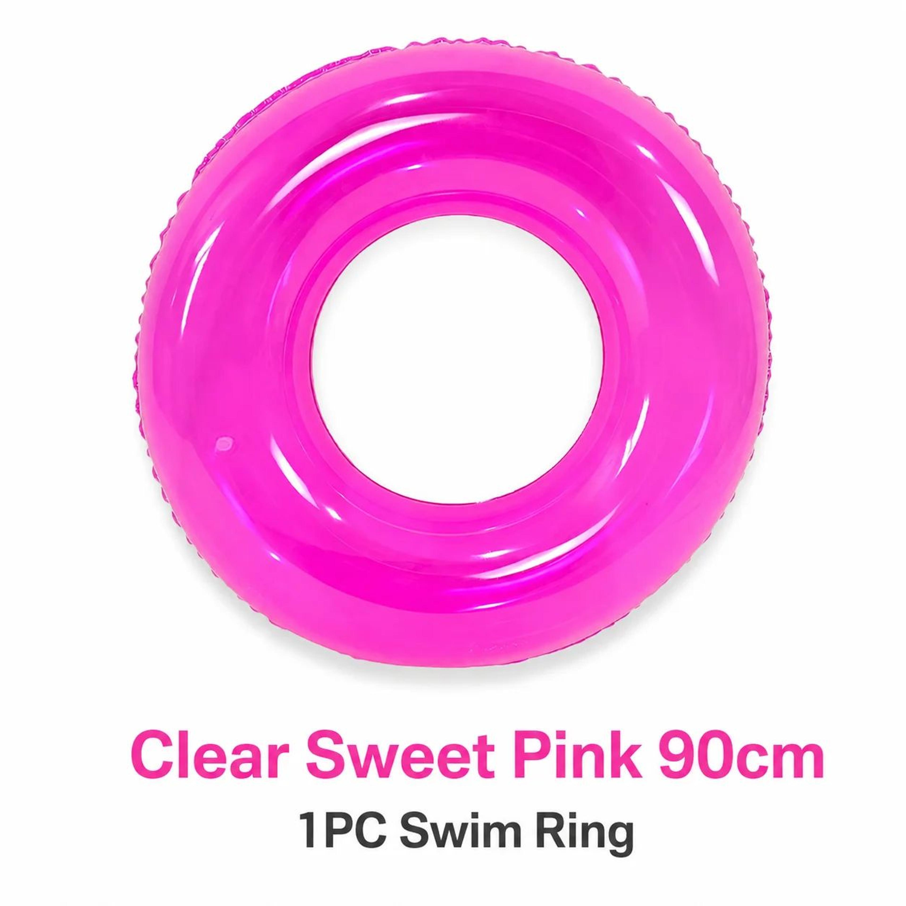 Transparent Inflatable Swim Ring Pool Float  Adult PVC Beach Tube With Handles  Glitter 354394 In 9