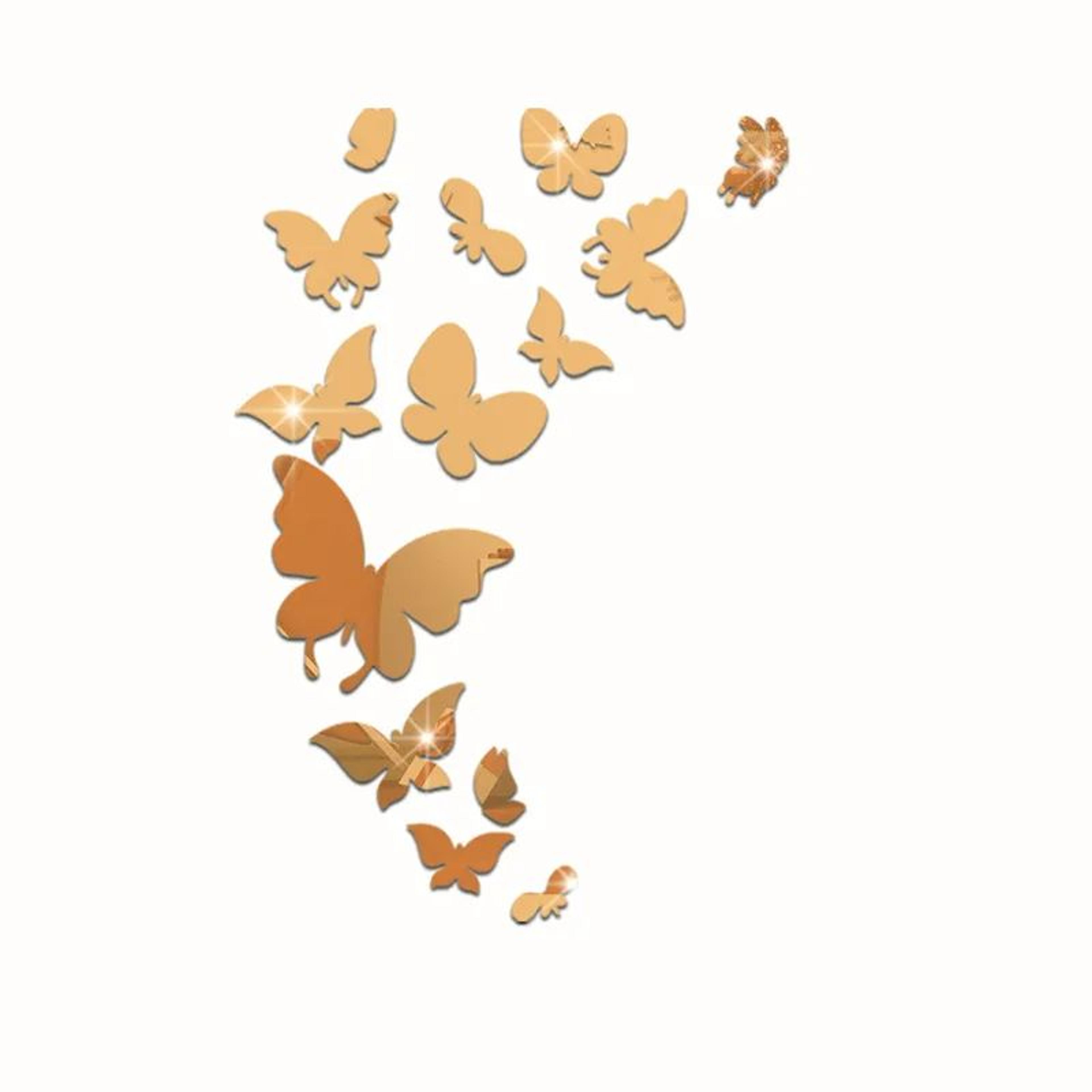 14pcs Acrylic Butterfly Mirror Wall Stickers  Silver DIY 3D Wall Decals For Living Room Bedroom  Ho 3