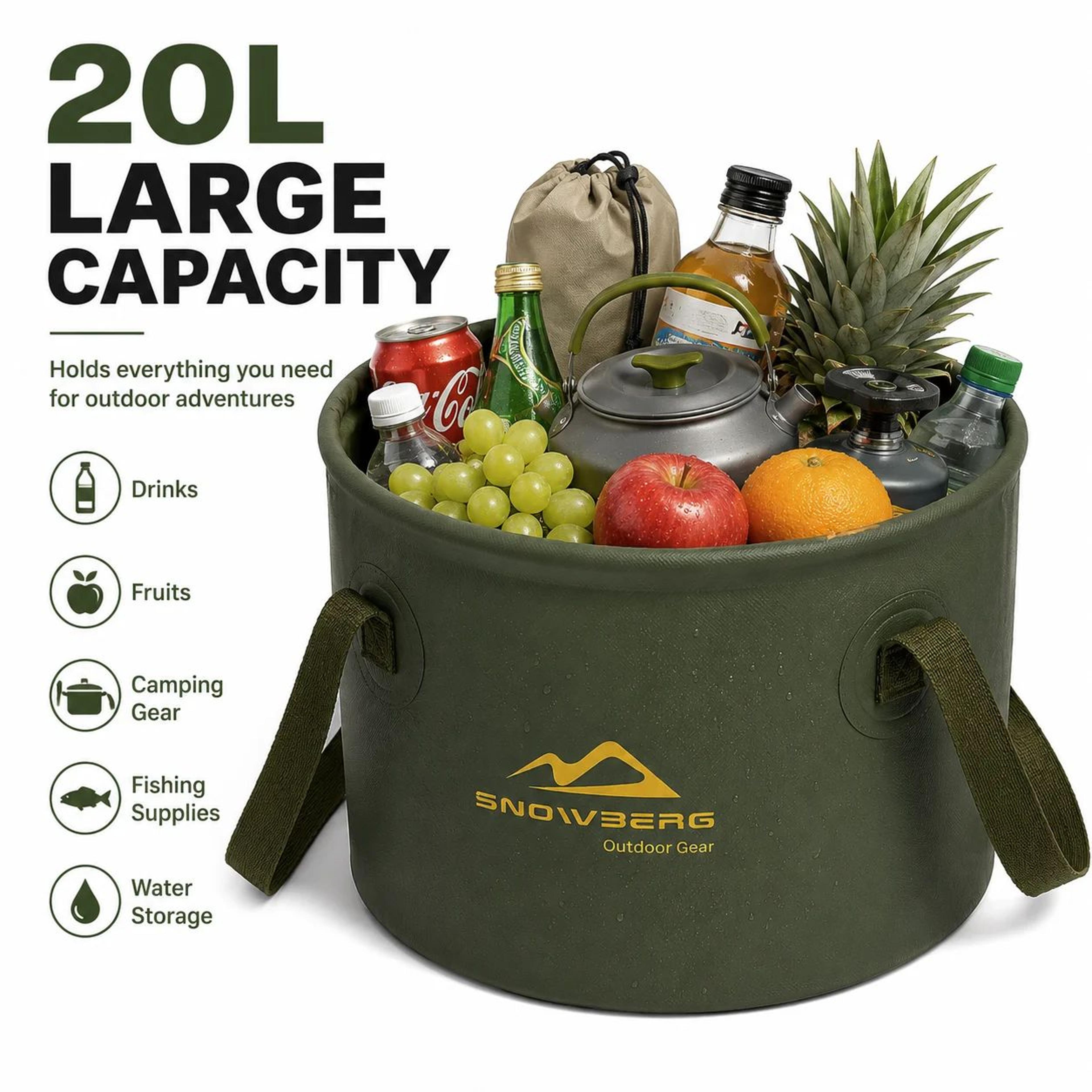 10L Portable Foldable Water Bucket  Waterproof PVC Collapsible Camping Fishing  Outdoor Utility Pai 1