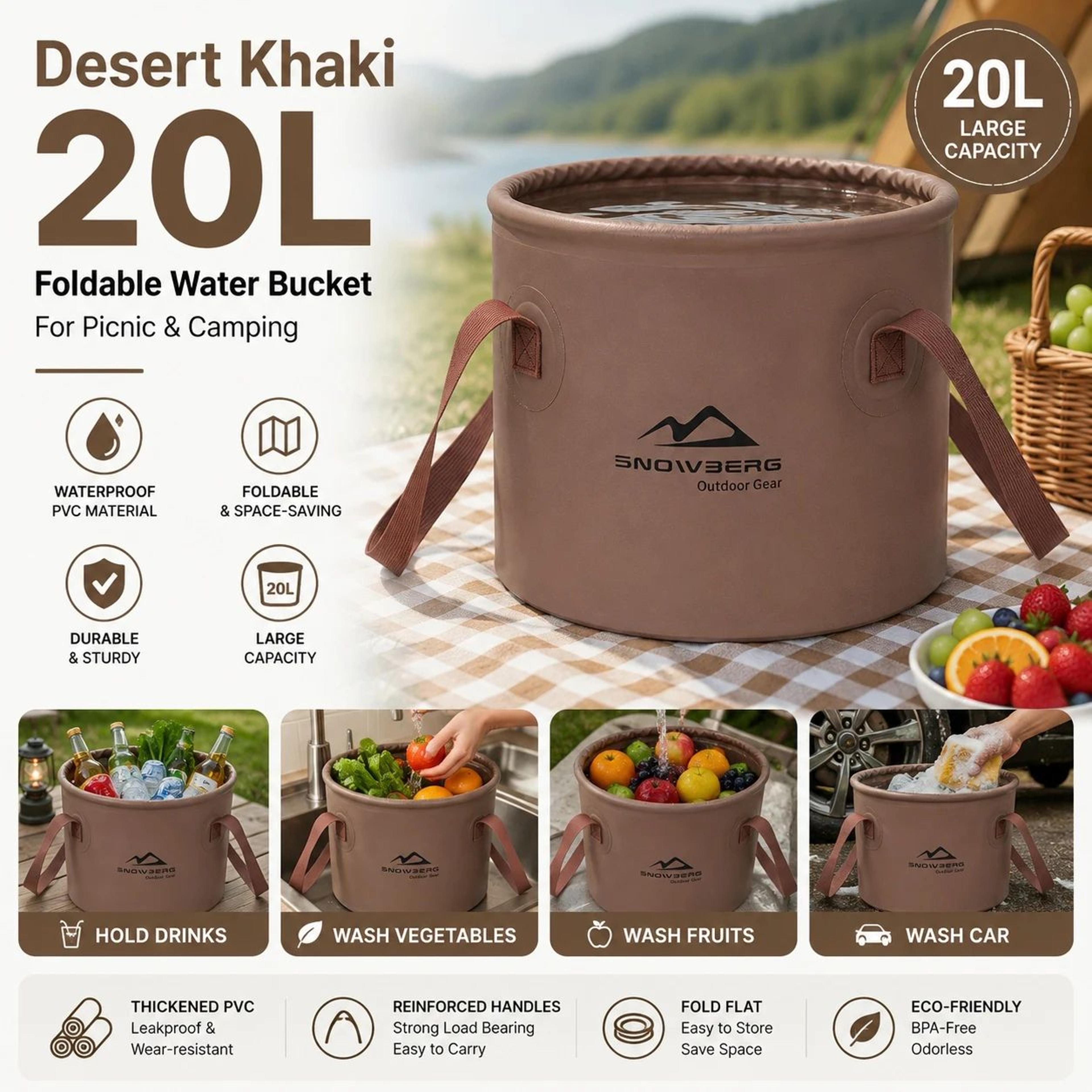 10L Portable Foldable Water Bucket  Waterproof PVC Collapsible Camping Fishing  Outdoor Utility Pai 8