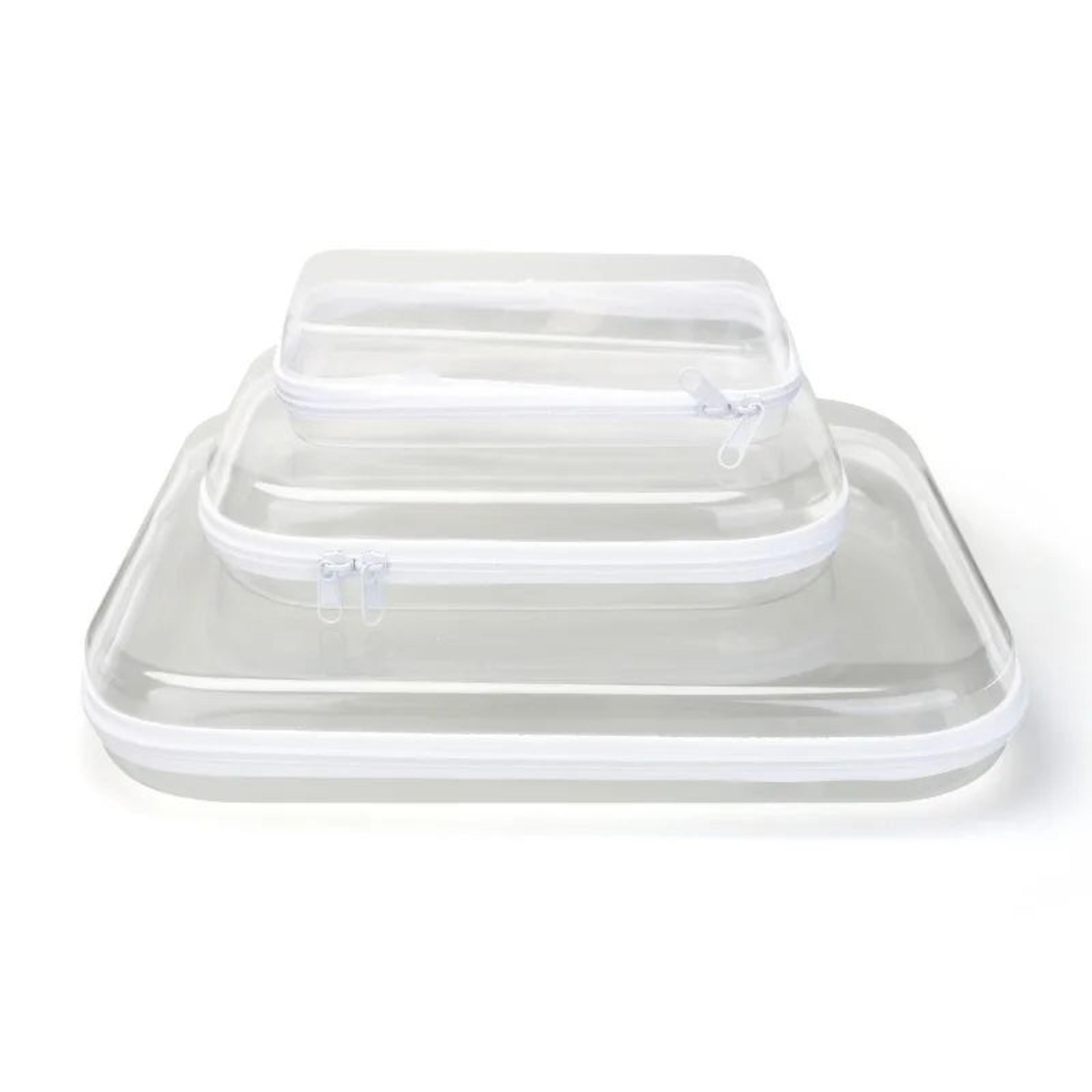 Clear Zippered Hard Plastic Storage Case  Stackable Organizer Bin For Makeup Pencils Toys  Craft Su 4