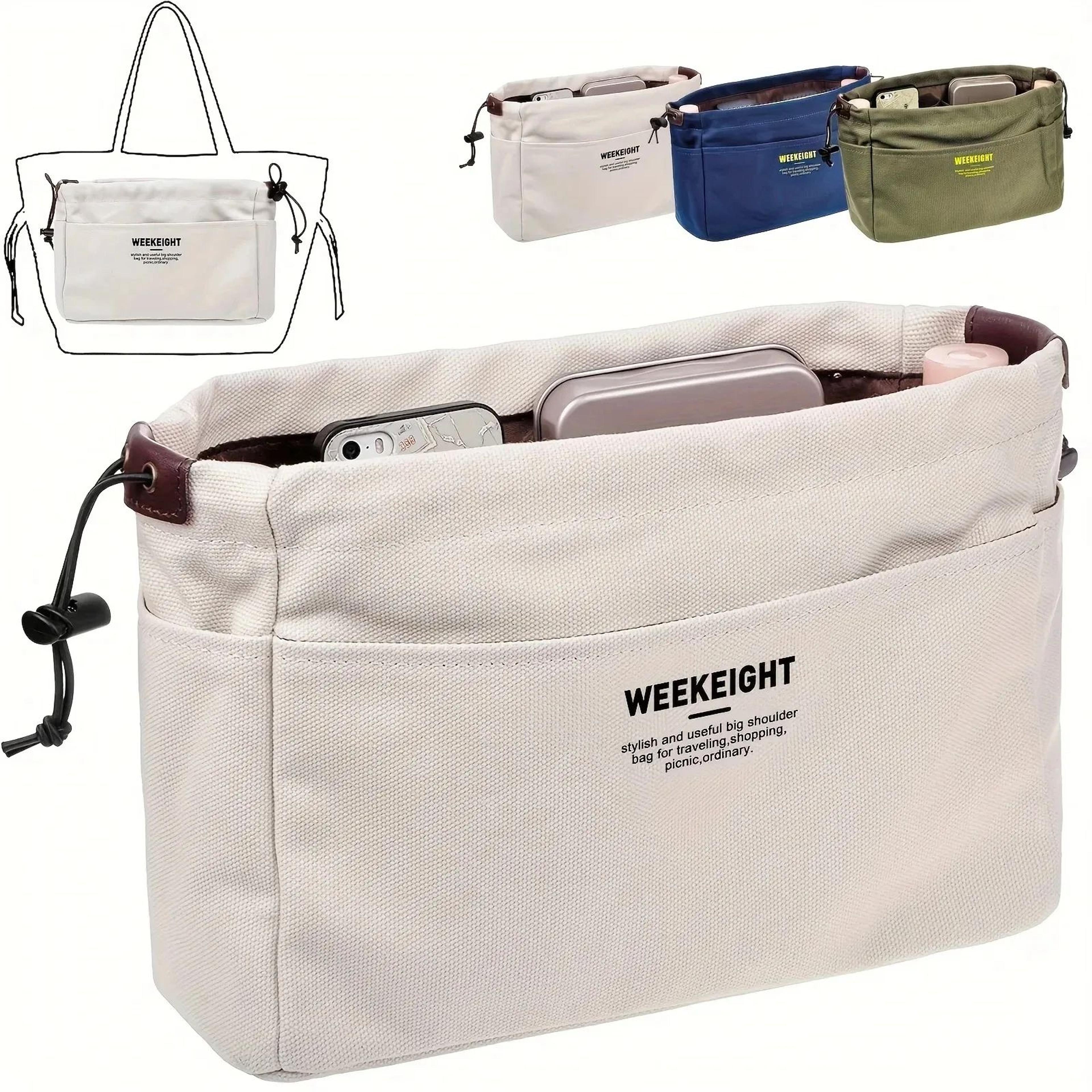 Drawstring Canvas Storage Organizer  MultiPocket Lightweight Travel Bag Insert For Handbags  Totes 0